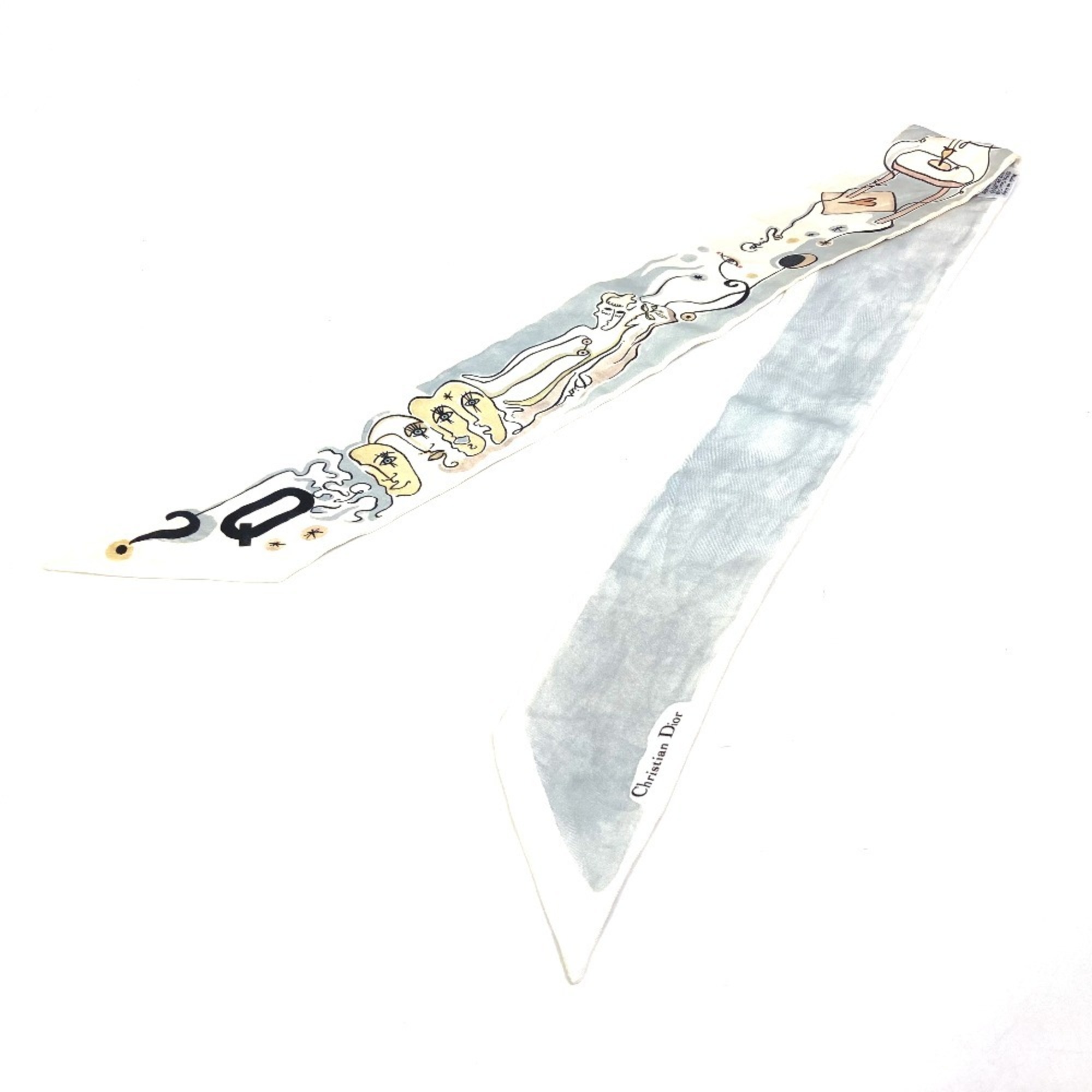 Christian Dior Dior Initial Logo Q Mitza Bandeau Scarf Silk Women’s White