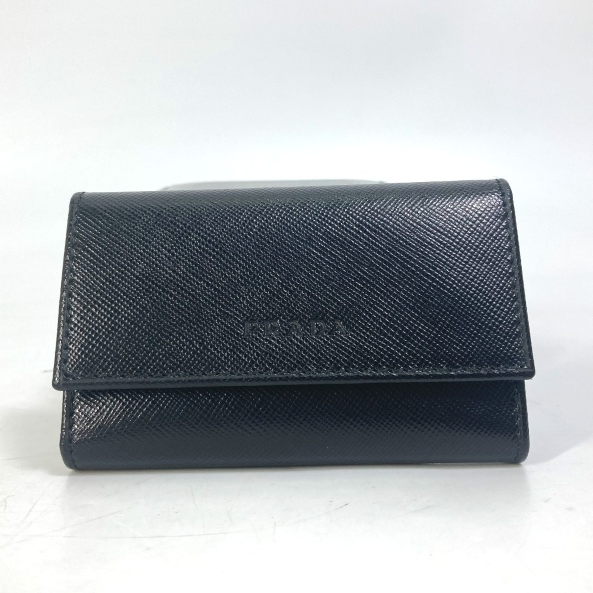 PRADA M25U 6-Key Logo Key Case in Saffiano Leather, Men’s, Black