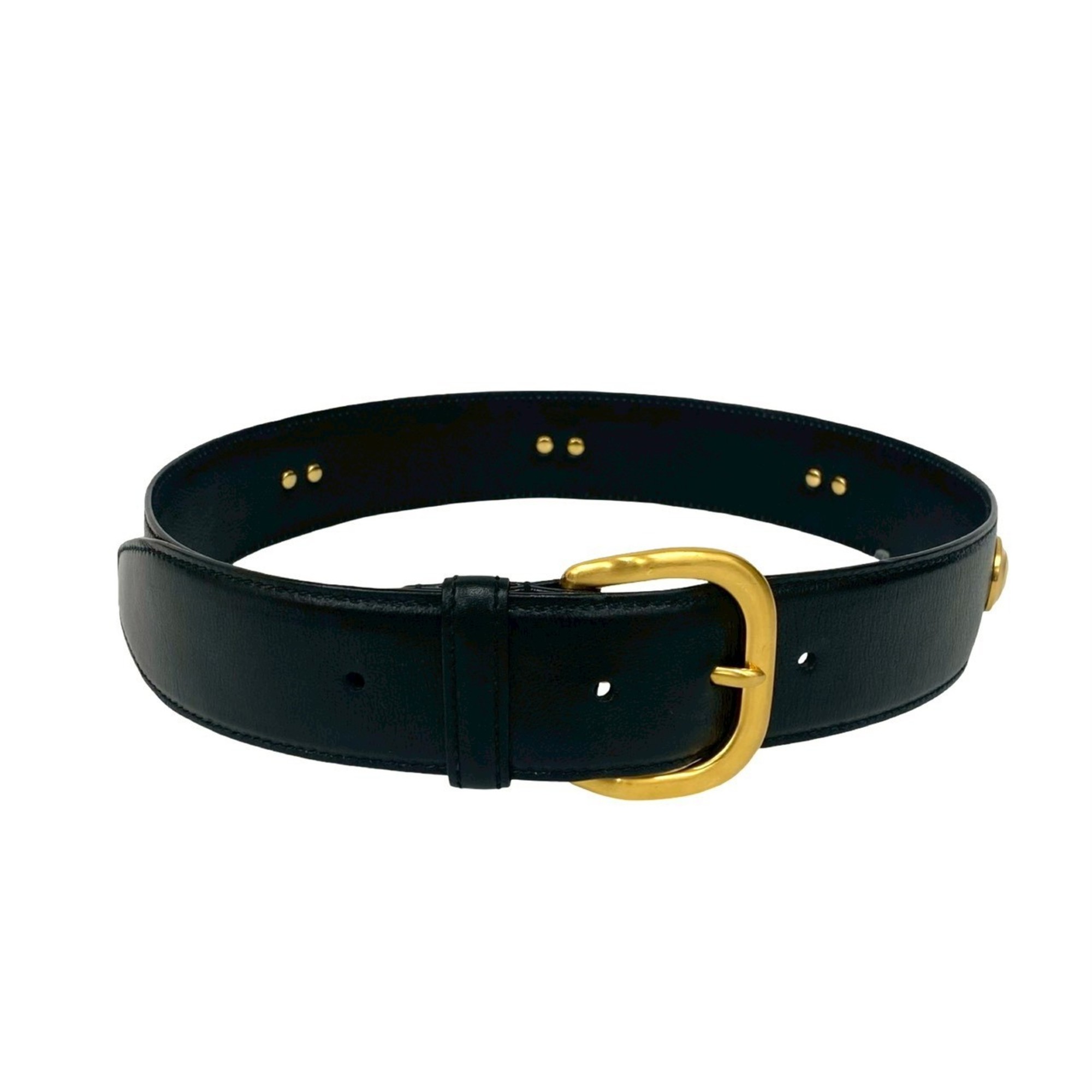 GUCCI Old Gucci Vintage GG Logo Leather Belt Black 30095
