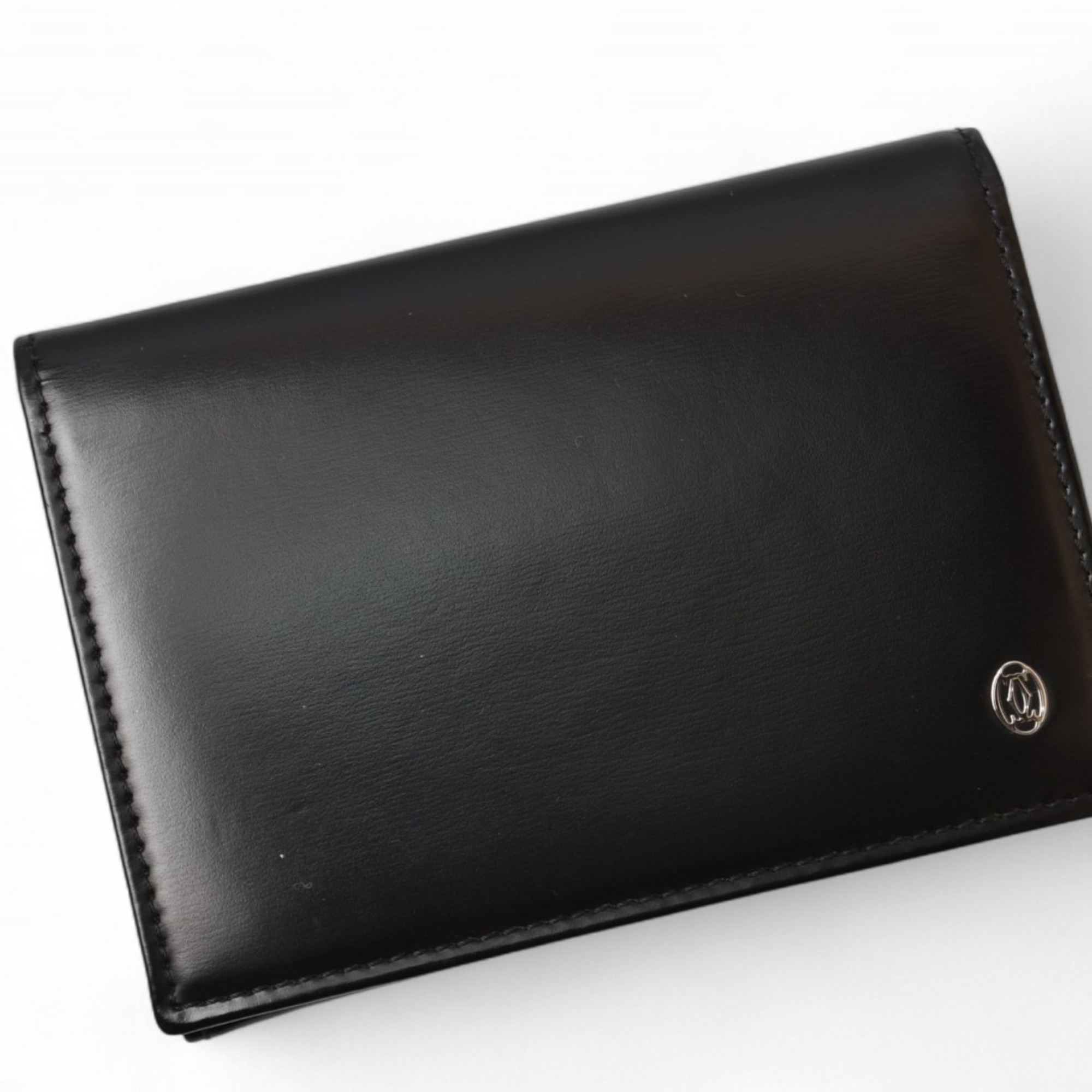 Cartier Card Case, Business Holder, Pass Pasha Calf Leather, Black, L3000132