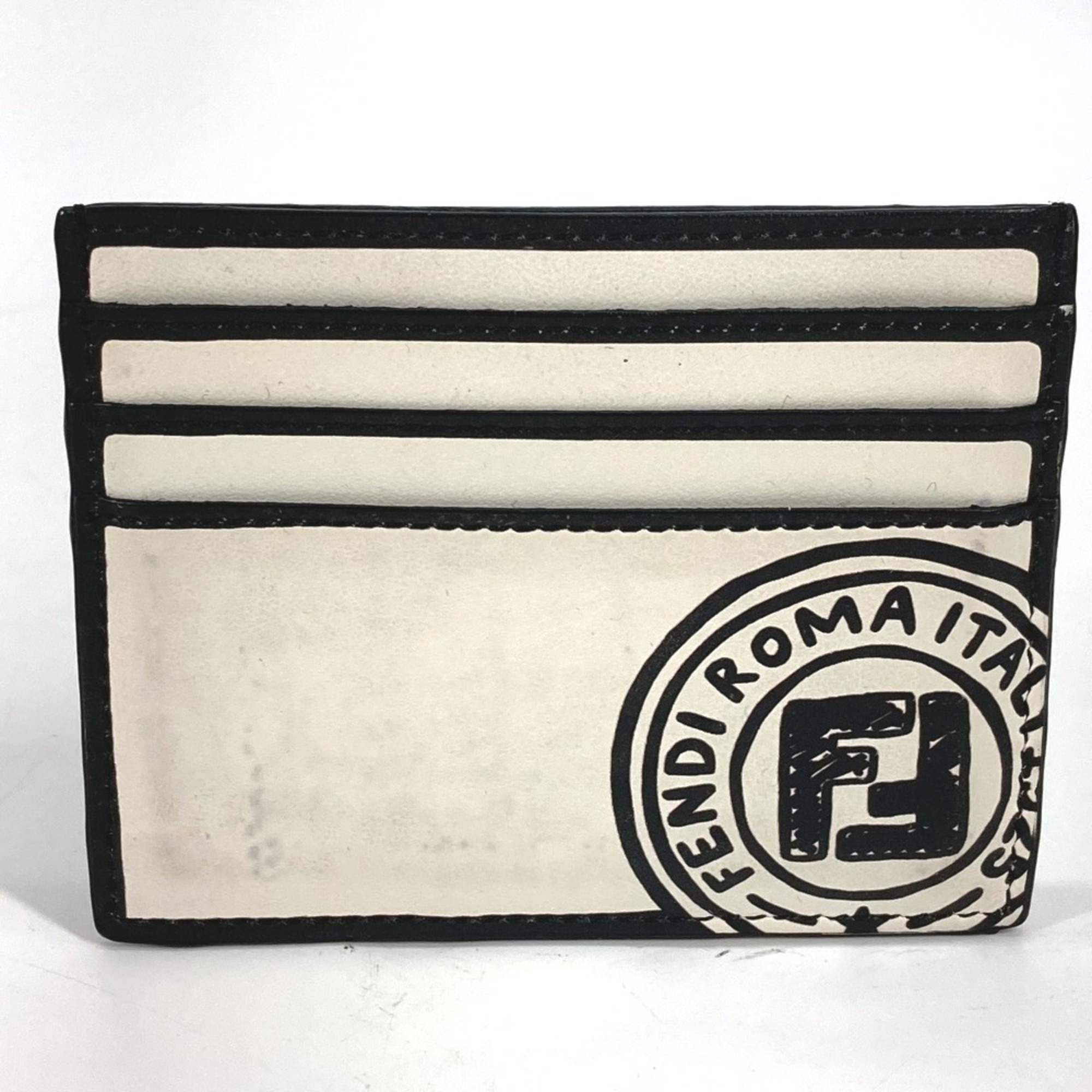 FENDI 7M0164 Joshua Vides Collaboration Pass Case Business Card Holder Leather Men’s White