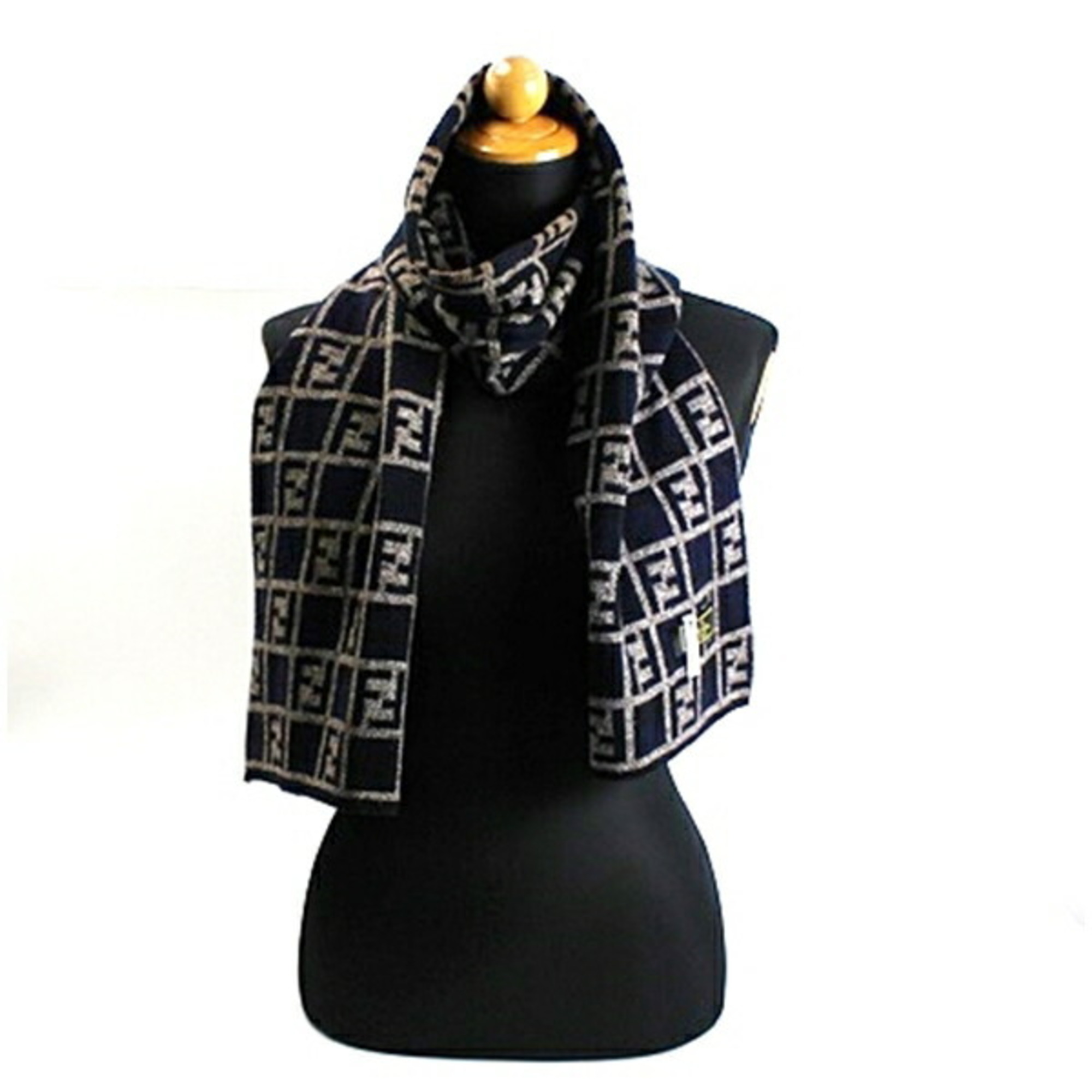 FENDI scarf Zucca pattern brown x black 152 35 cm women’s