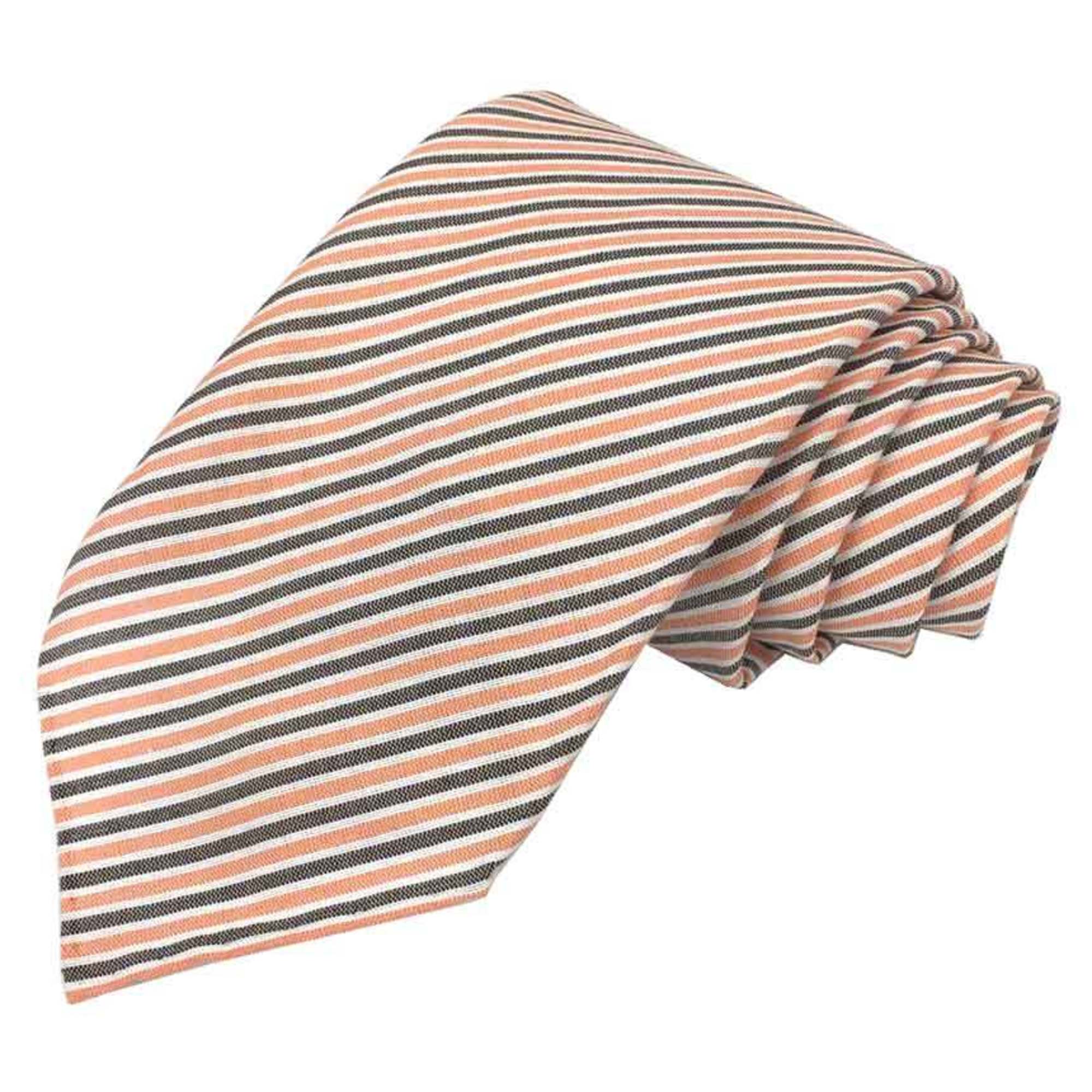 Hermes HERMES tie striped orange x grey cotton silk men’s small aq10428