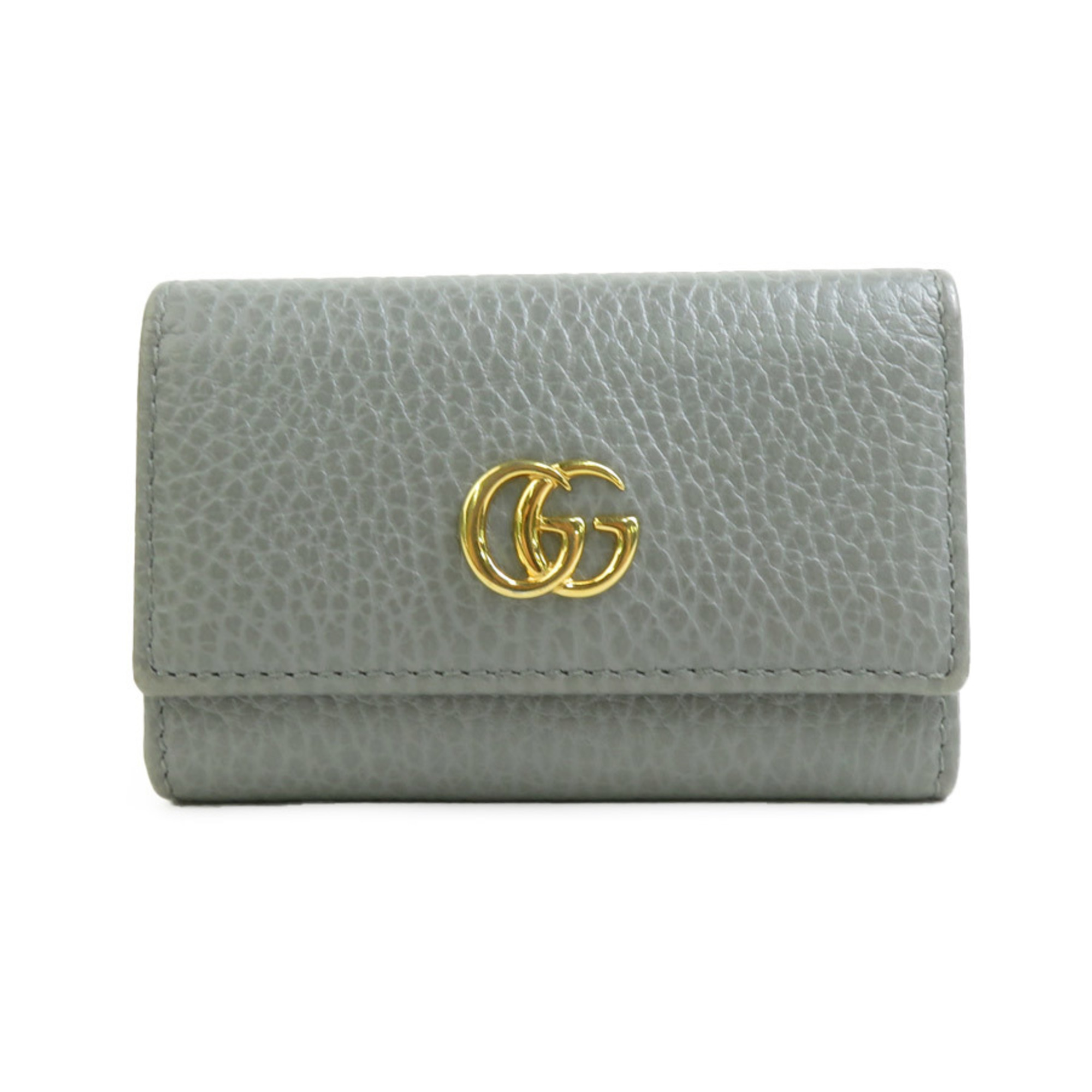 GUCCI GG Marmont key case leather metal grey gold men women 456118 e60164f