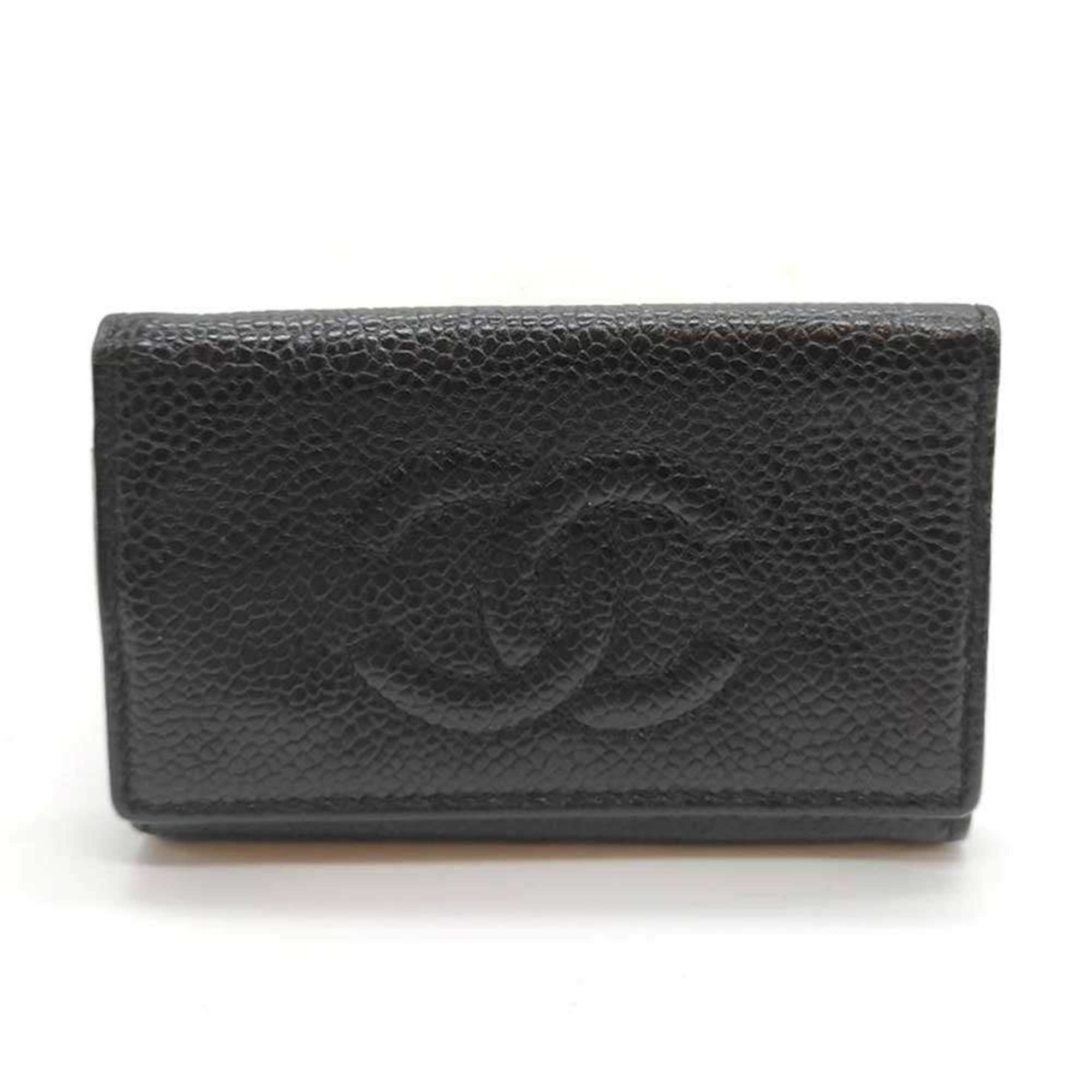 CHANEL 6-ring key case in caviar leather, black with Coco mark