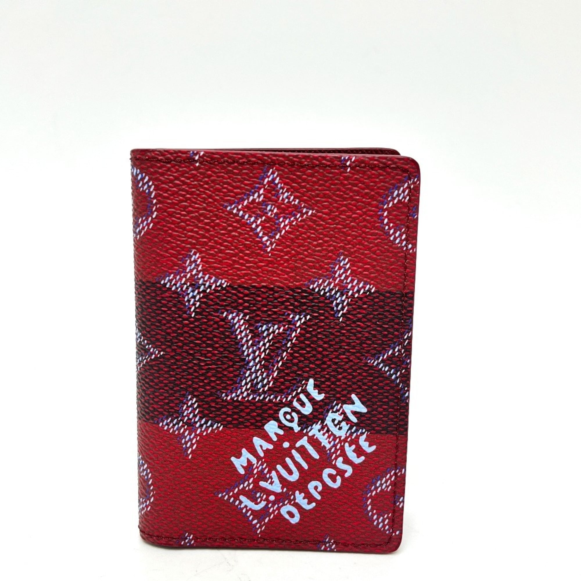 LOUIS VUITTON M26536 Monogram Heritage Stripe Business Card Case, Organizer de Poche, IC Case for Men and Women, Red Stripe,