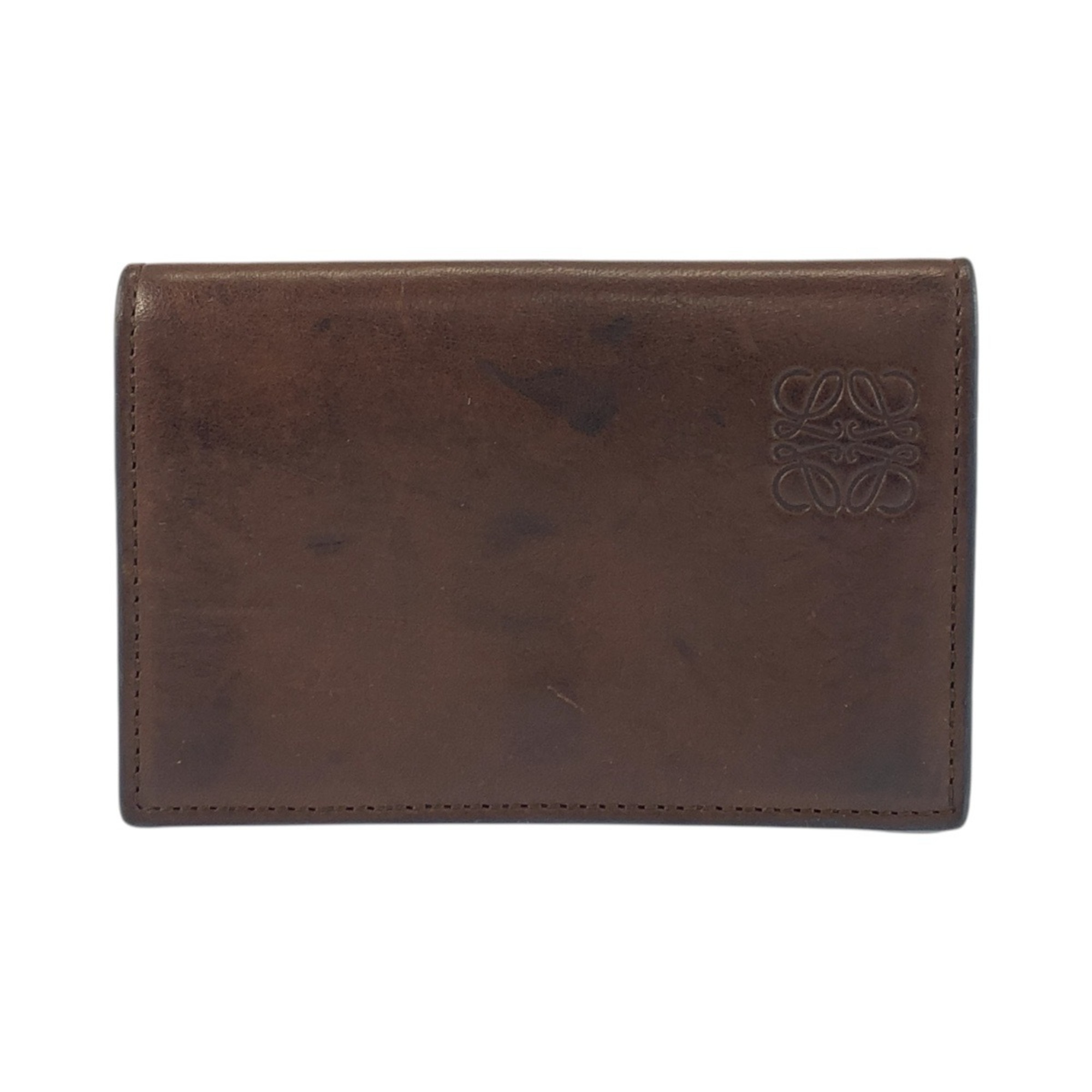 LOEWE Anagram Brown Leather Card Case/Business Holder for Men