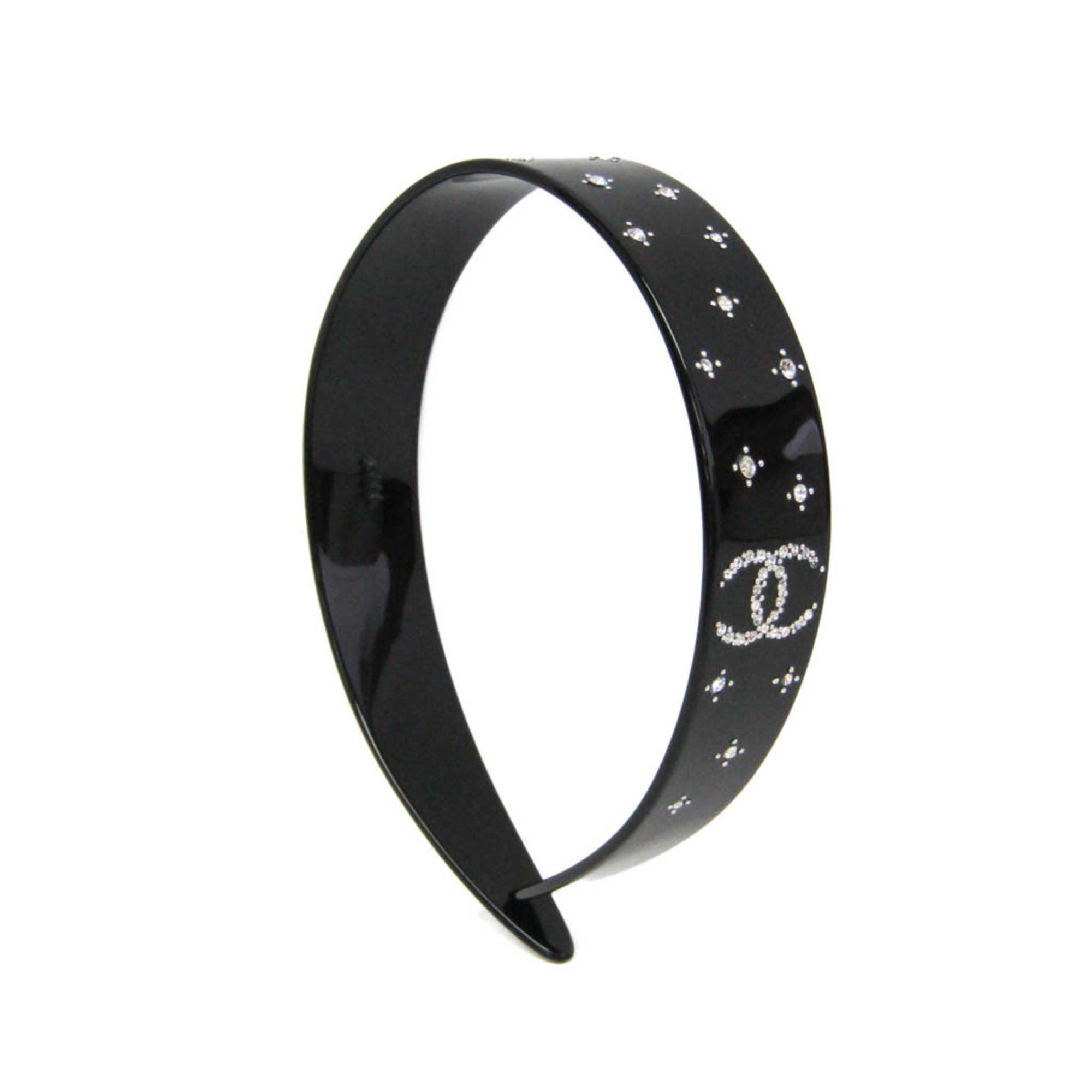 Chanel Coco Mark Rhinestone Plastic,Rhinestone Women’s Alice Band Black