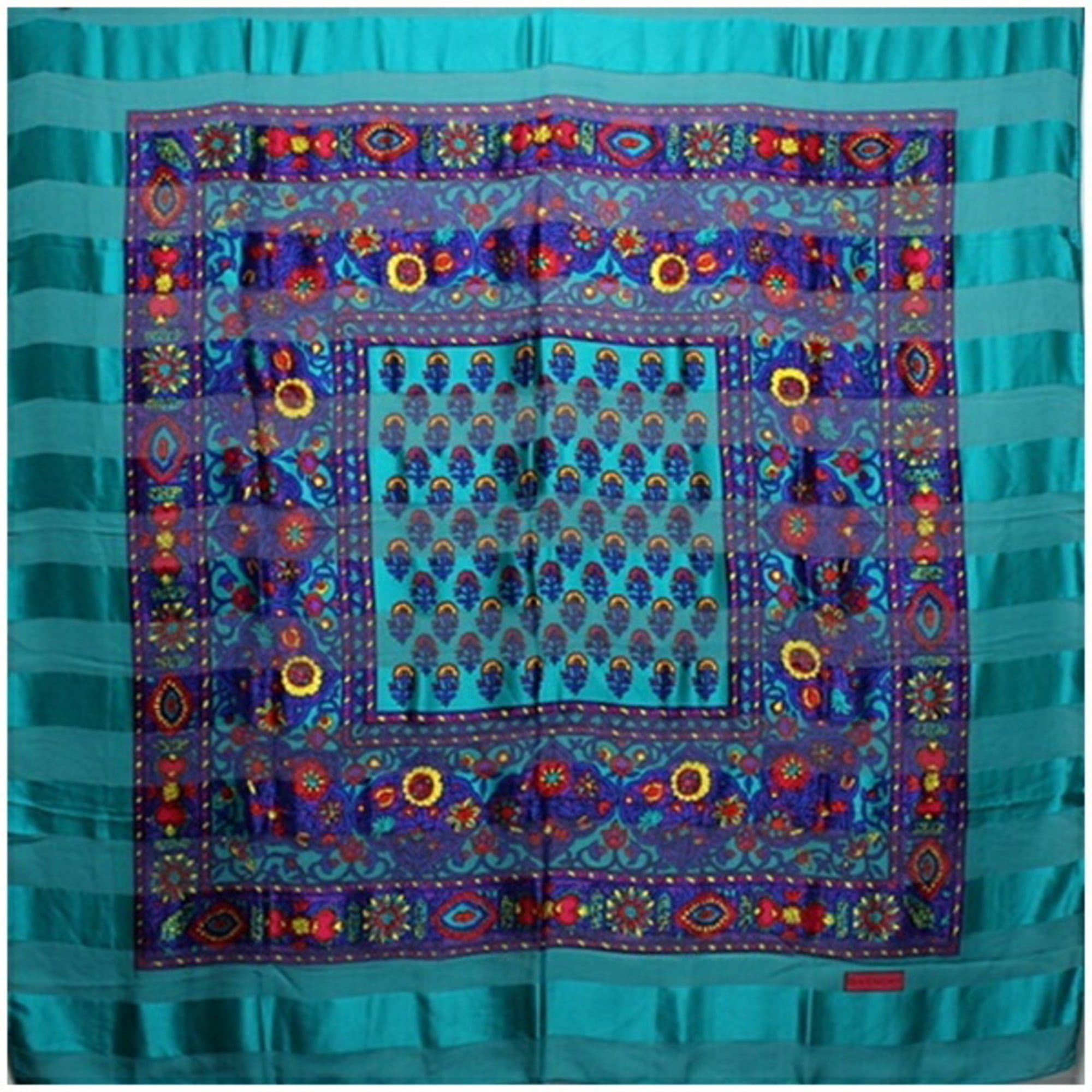 Givenchy Silk Large Stole Scarf Muffler Green x Multicolor GIVENCHY Women’s