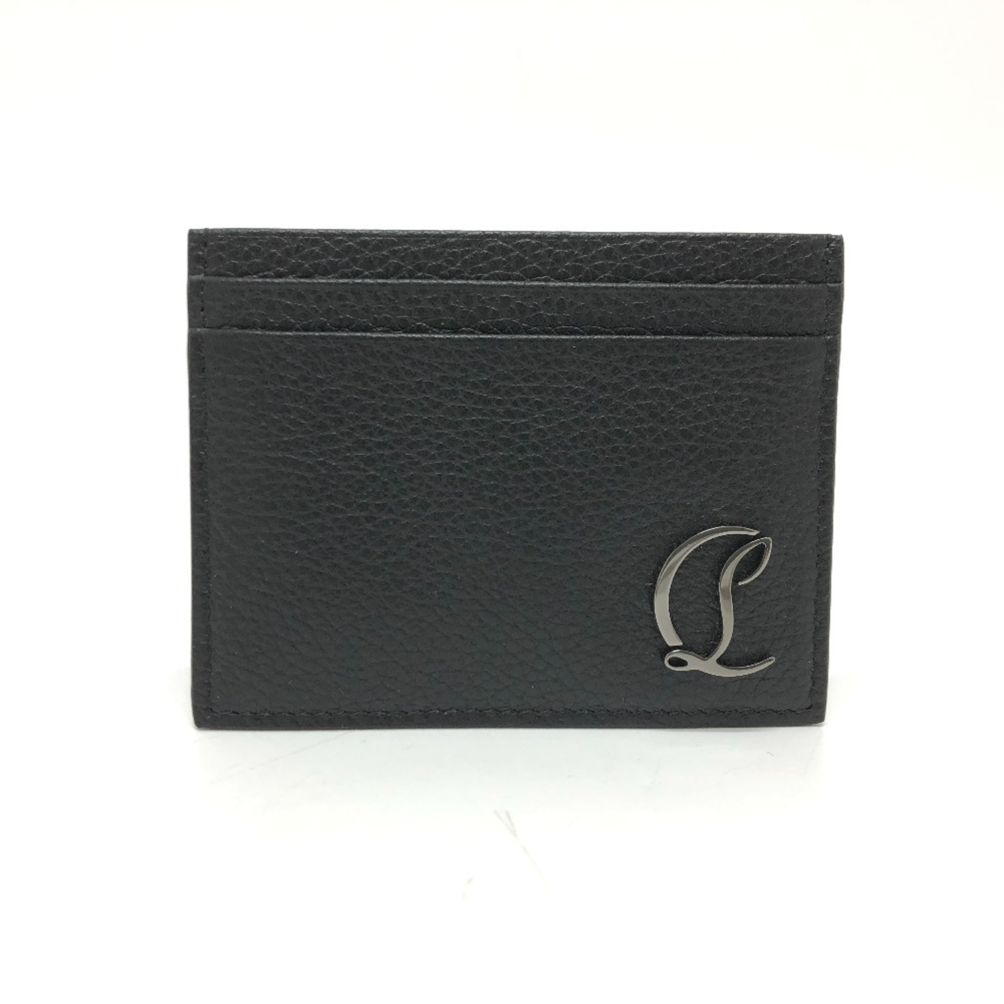 Christian Louboutin logo pass case, business card holder, commuter leather, unisex, black