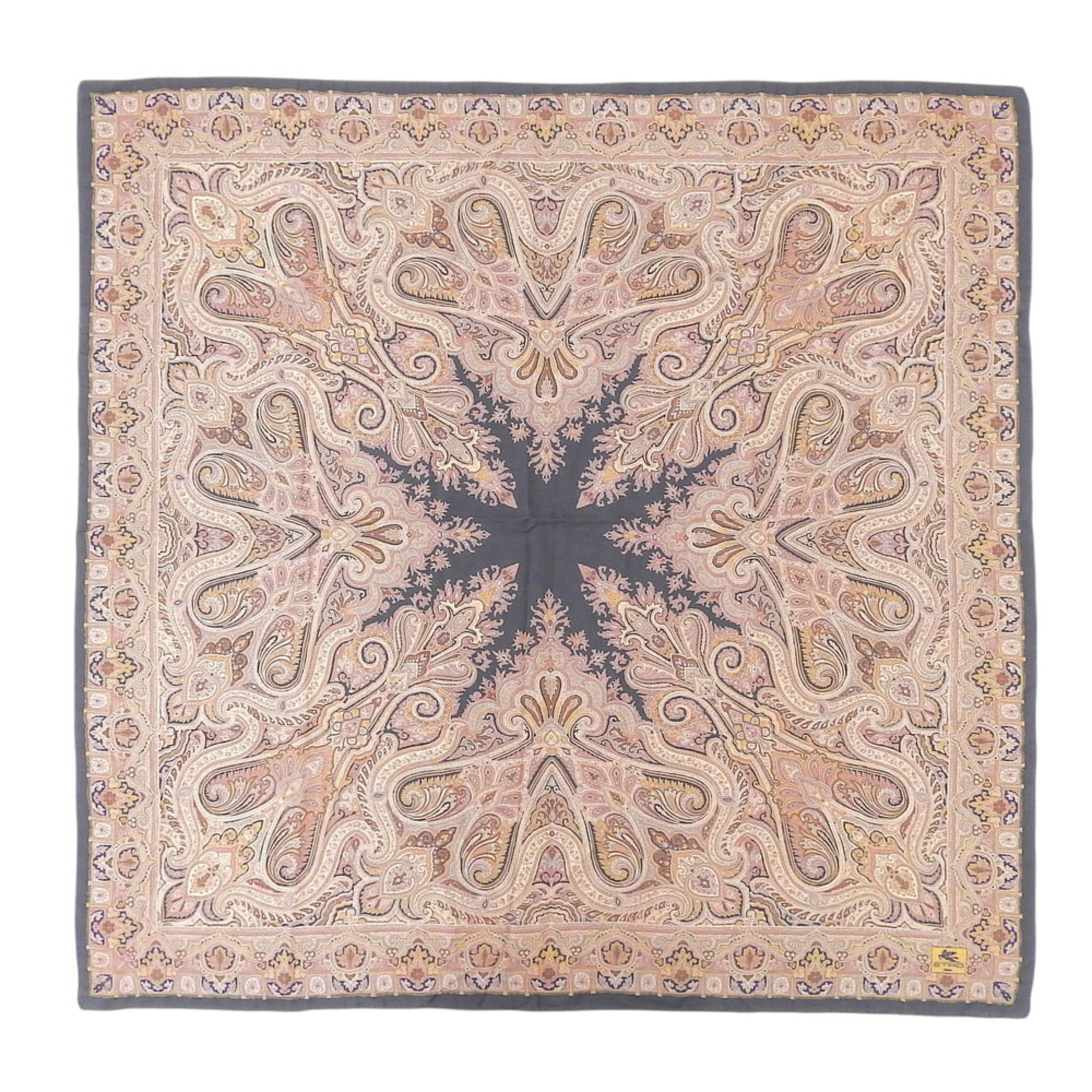 ETRO Paisley Wool and Silk Large Stole/Scarf in Black Brown for Men Women