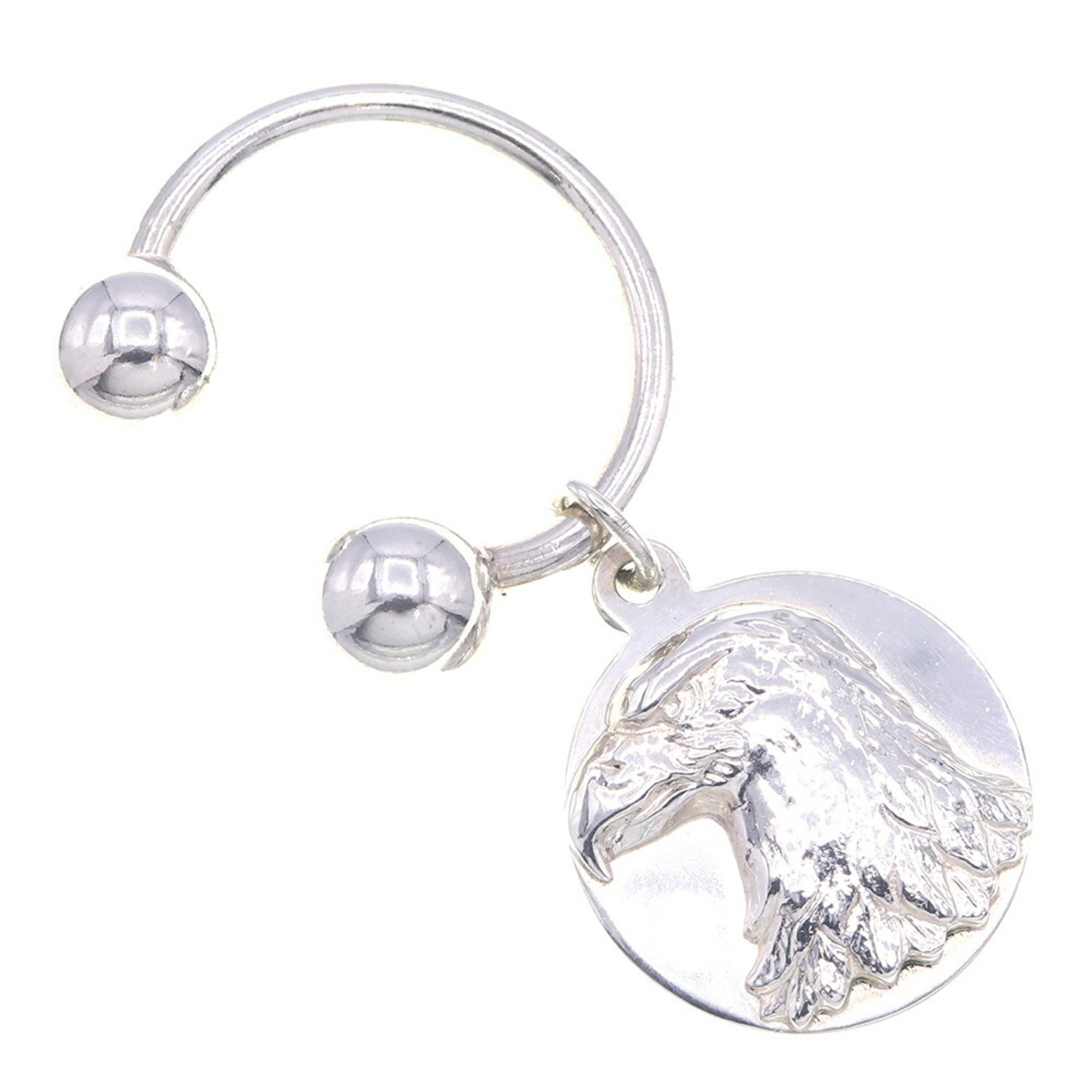 Tiffany & Co. Eagle Round Motif Key Ring in Sterling Silver (925) with Tag and Hawk Design for Men Women. TIFFANY CO.