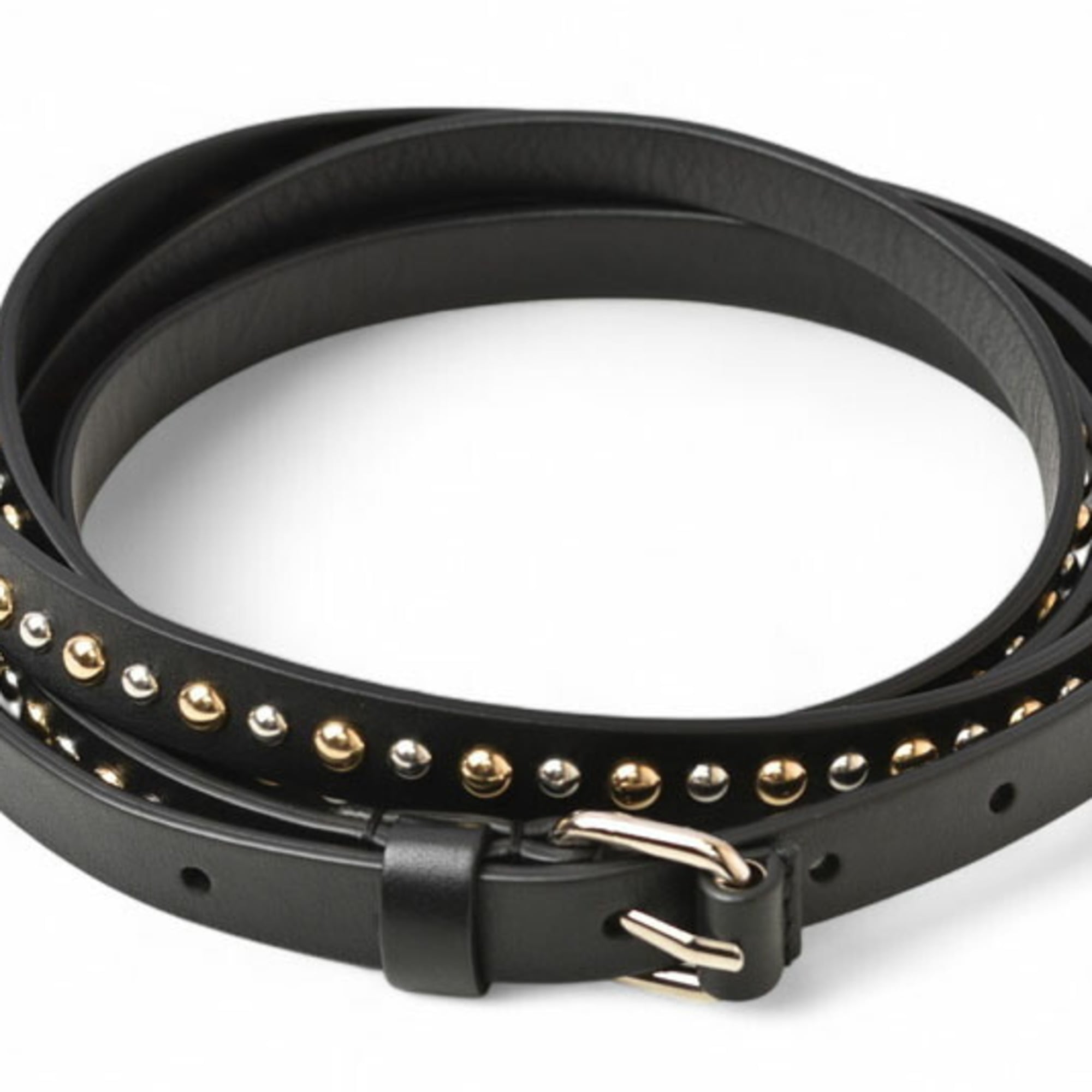 Givenchy Belt GIVENCHY Studded Double Leather Black Unisex Men Women Genuine