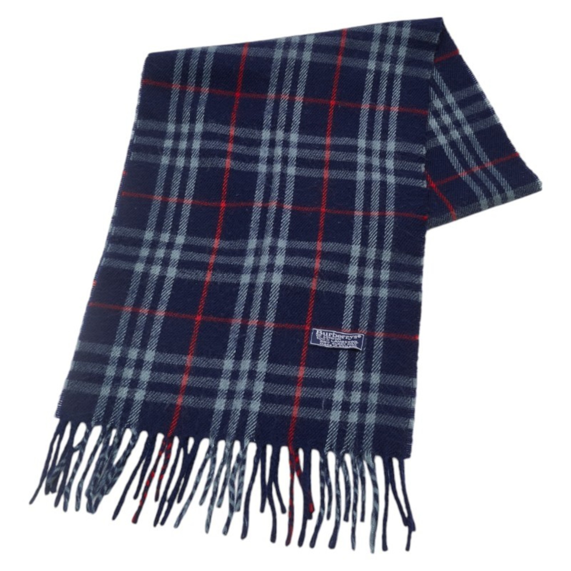 Burberry Nova Check Scarf Navy Multicolor Wool Women’s BURBERRY
