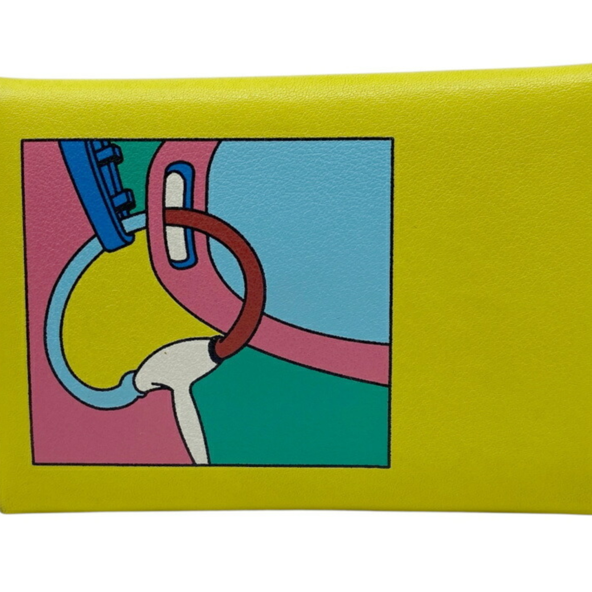 HERMES Calvi Duo B-stamped, 2023, Swift Lime, Selle en Desordres Yellow, Business Card Case, Coin Purse, Men’s and Women’s