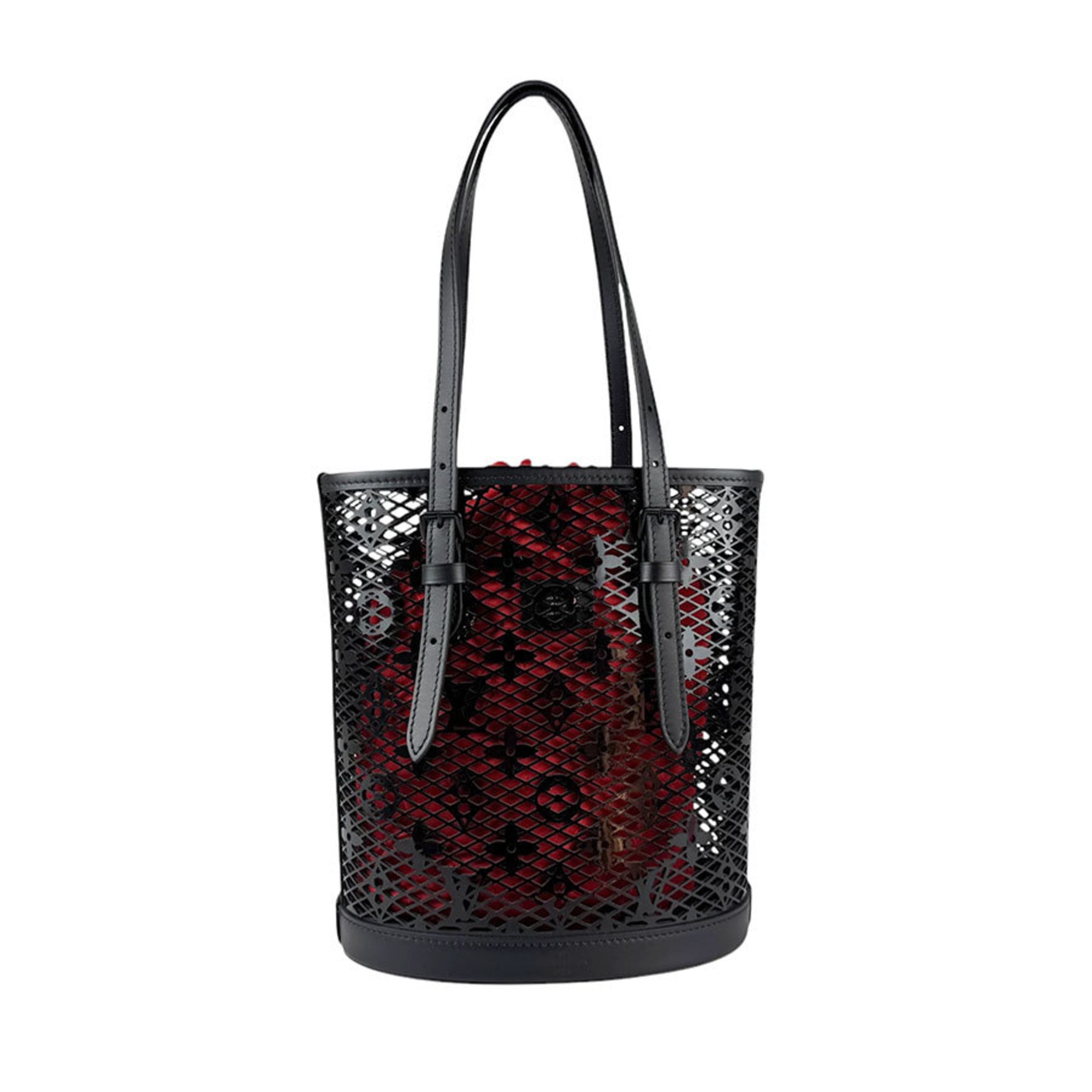 LOUIS VUITTON Handbag Monogram Lace Bucket PM Patent Leather Black M20352 z4406