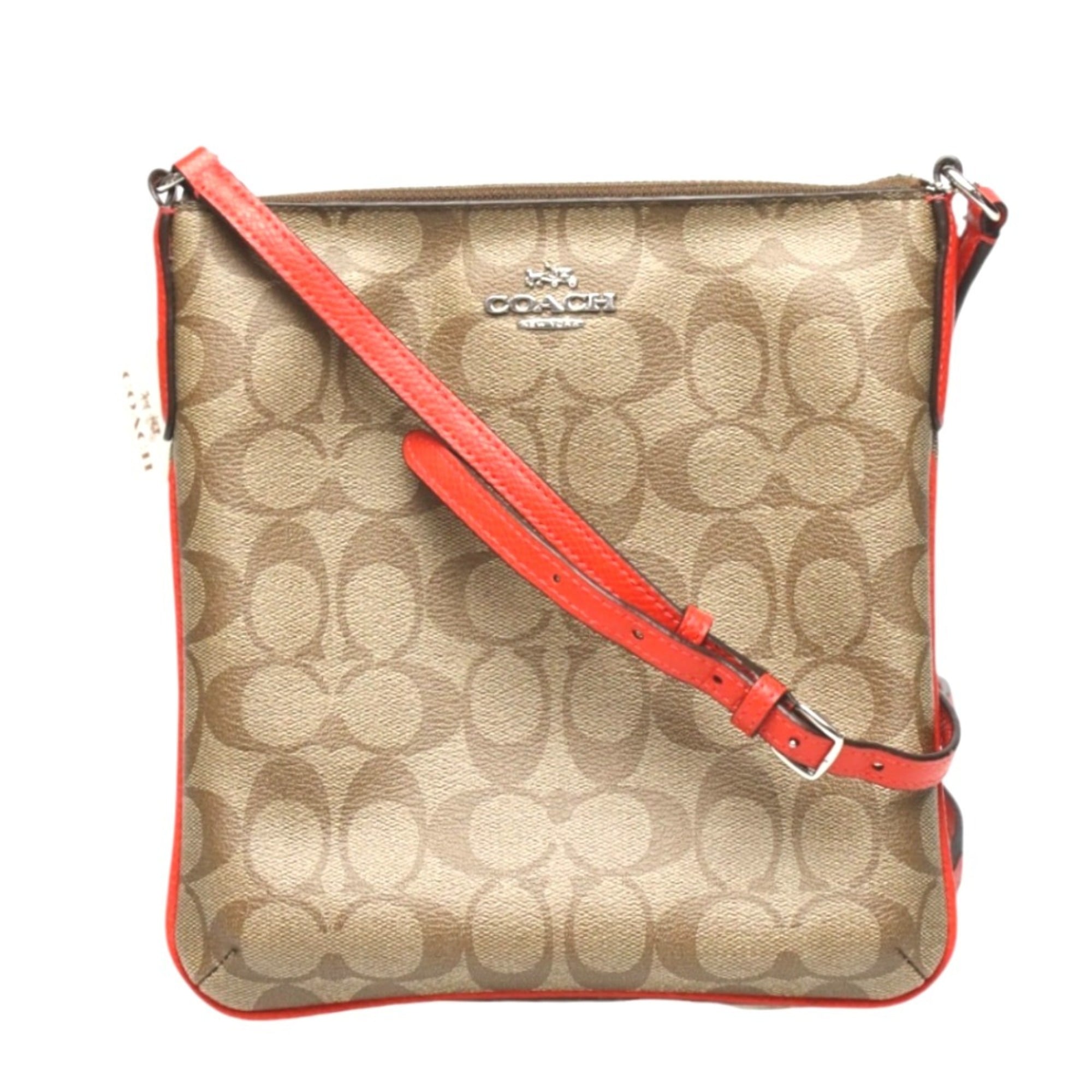 Coach Shoulder Bag CC Canvas Signature Leather F35940 Brown