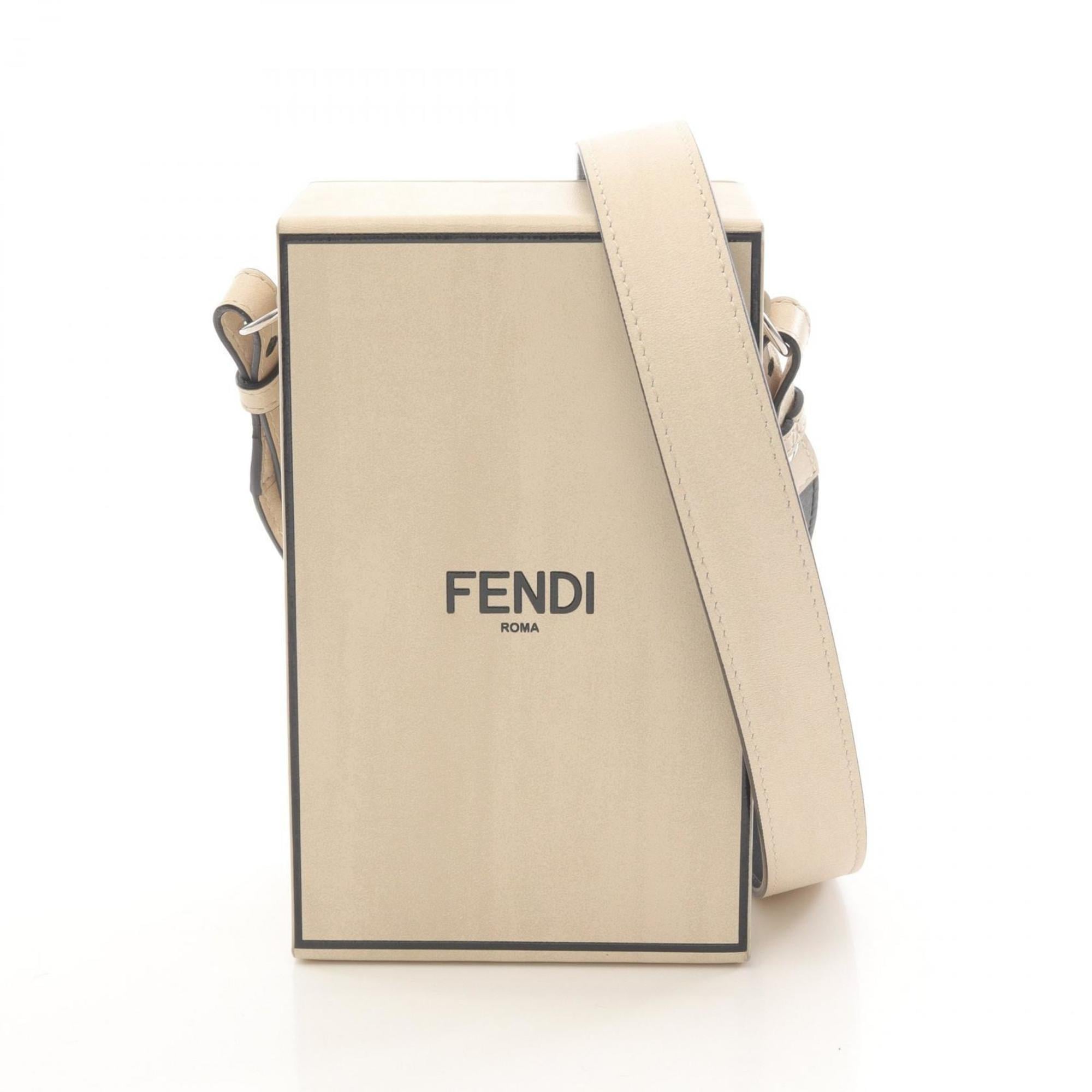 Fendi Box Shoulder Bag, Leather, Men’s/Women’s, Beige, 7VA519