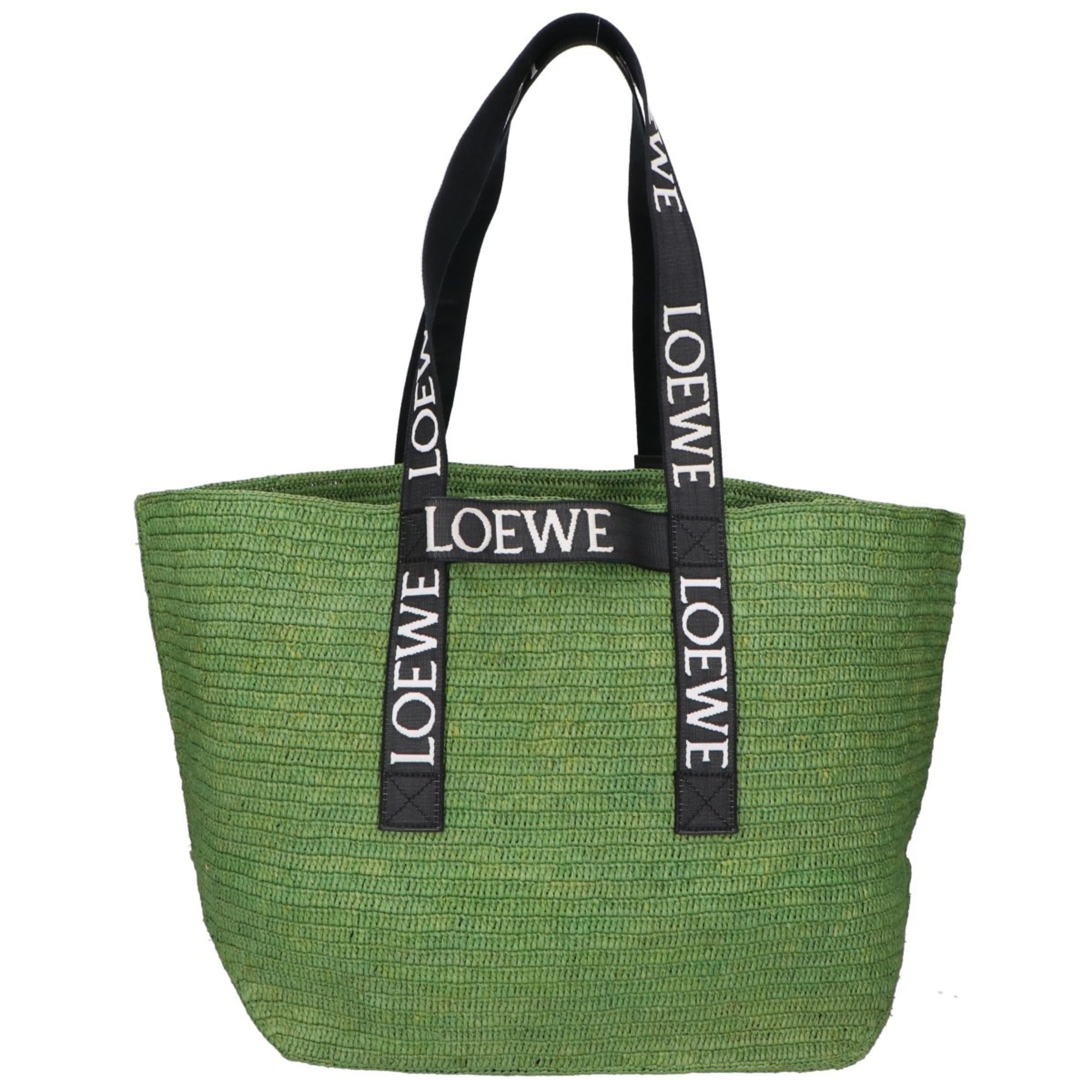 LOEWE B507X23X10 Fold Shopper Raffia Tote Bag, Green, Women’s