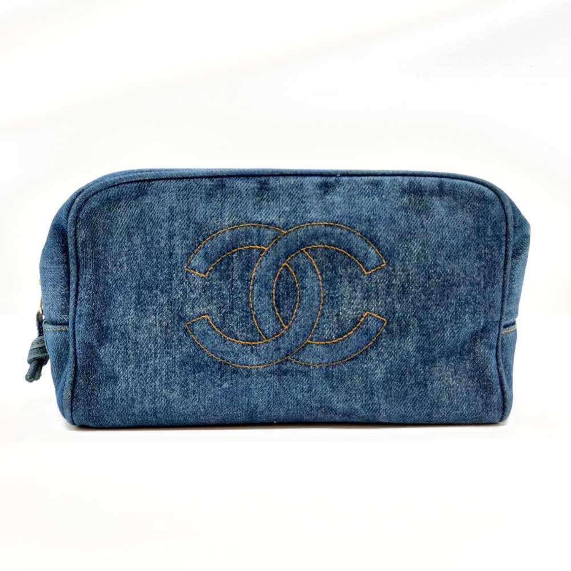 Chanel clutch bag, second sub-bag, denim canvas, blue, Coco mark, CHANEL