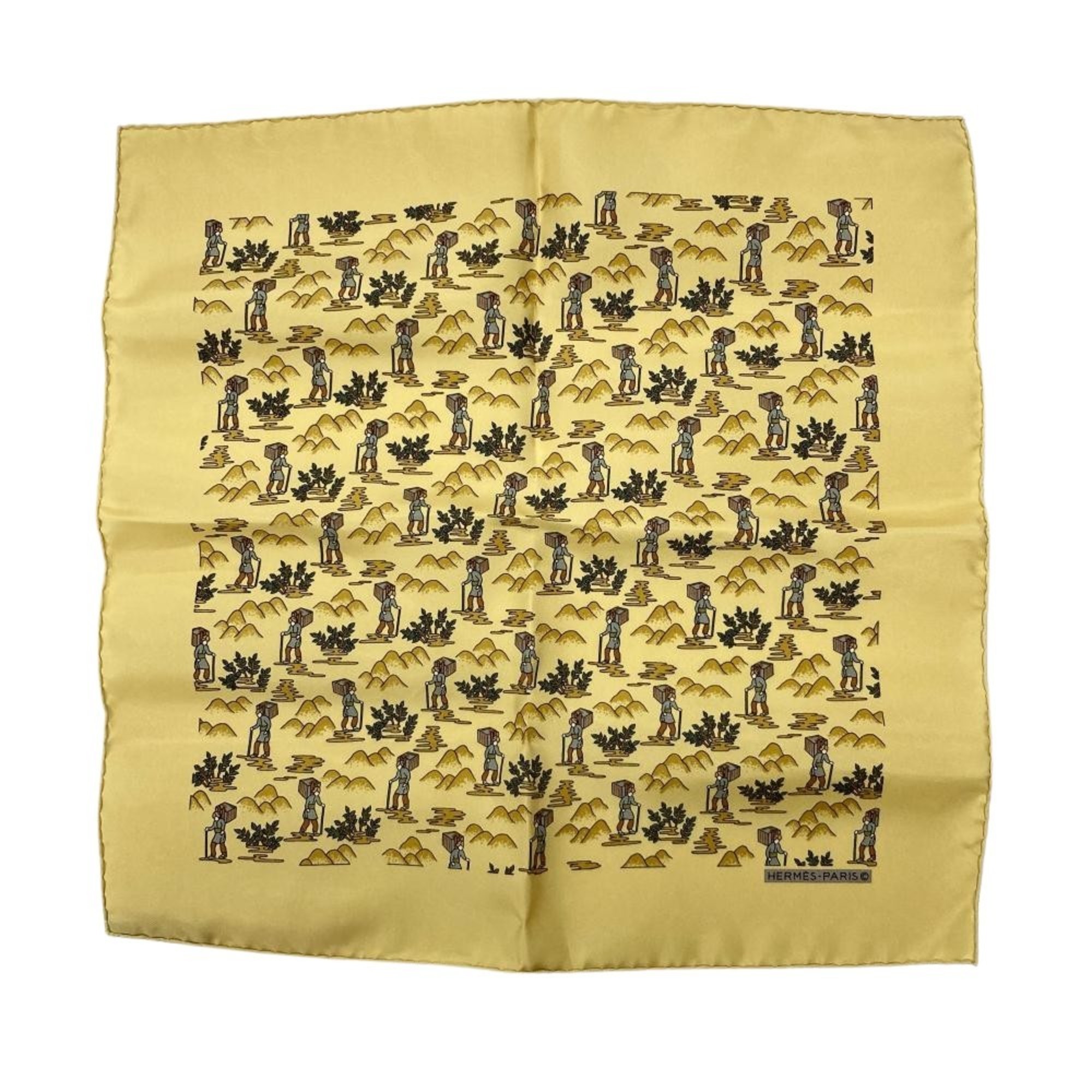 Hermes HermÃ¨s Petit CarrÃ© 42 Yamaba Scarf/Muffler, Silk, Yellow, Unisex