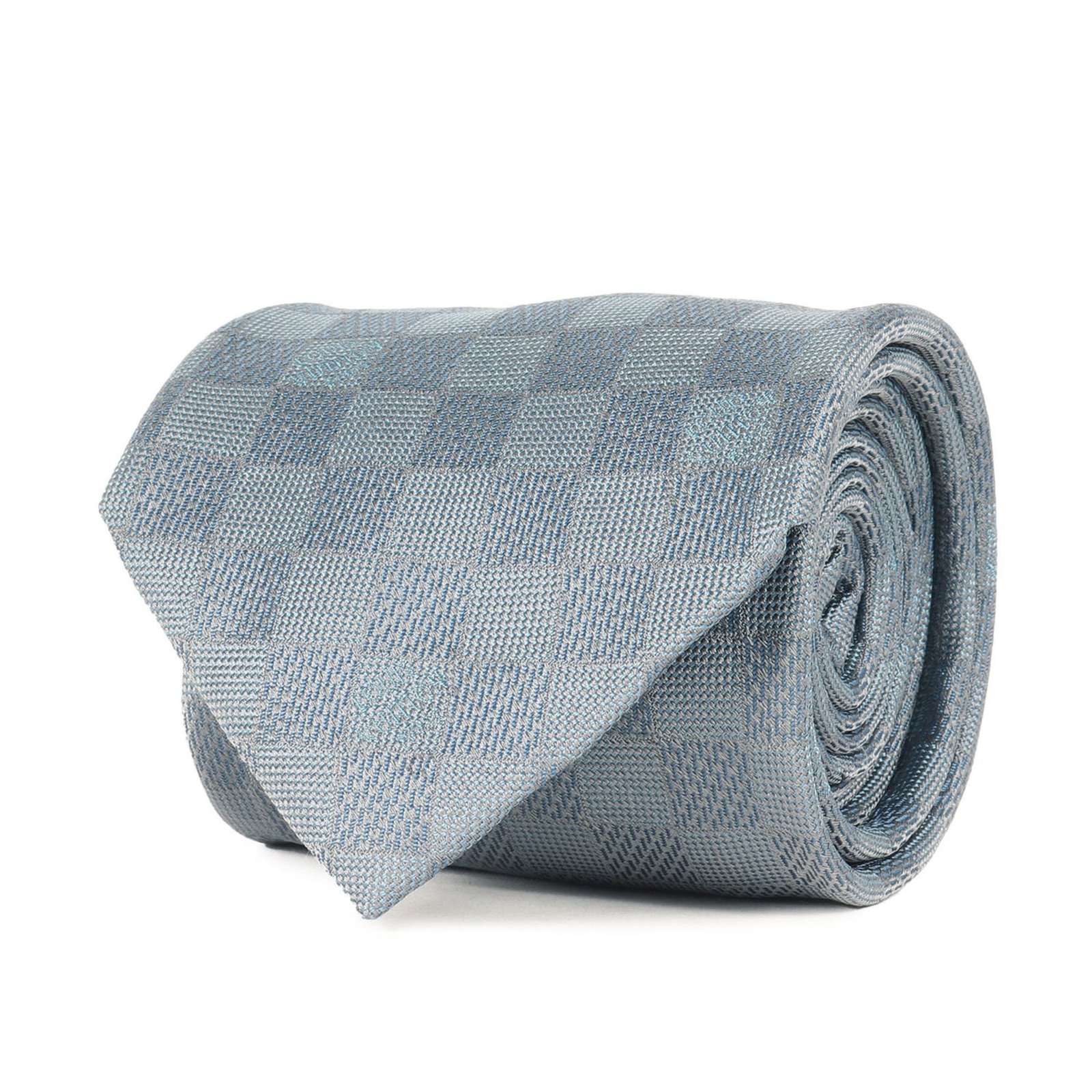 LOUIS VUITTON Men’s Damier Silk Cravate Tie in Light Blue (K4617)
