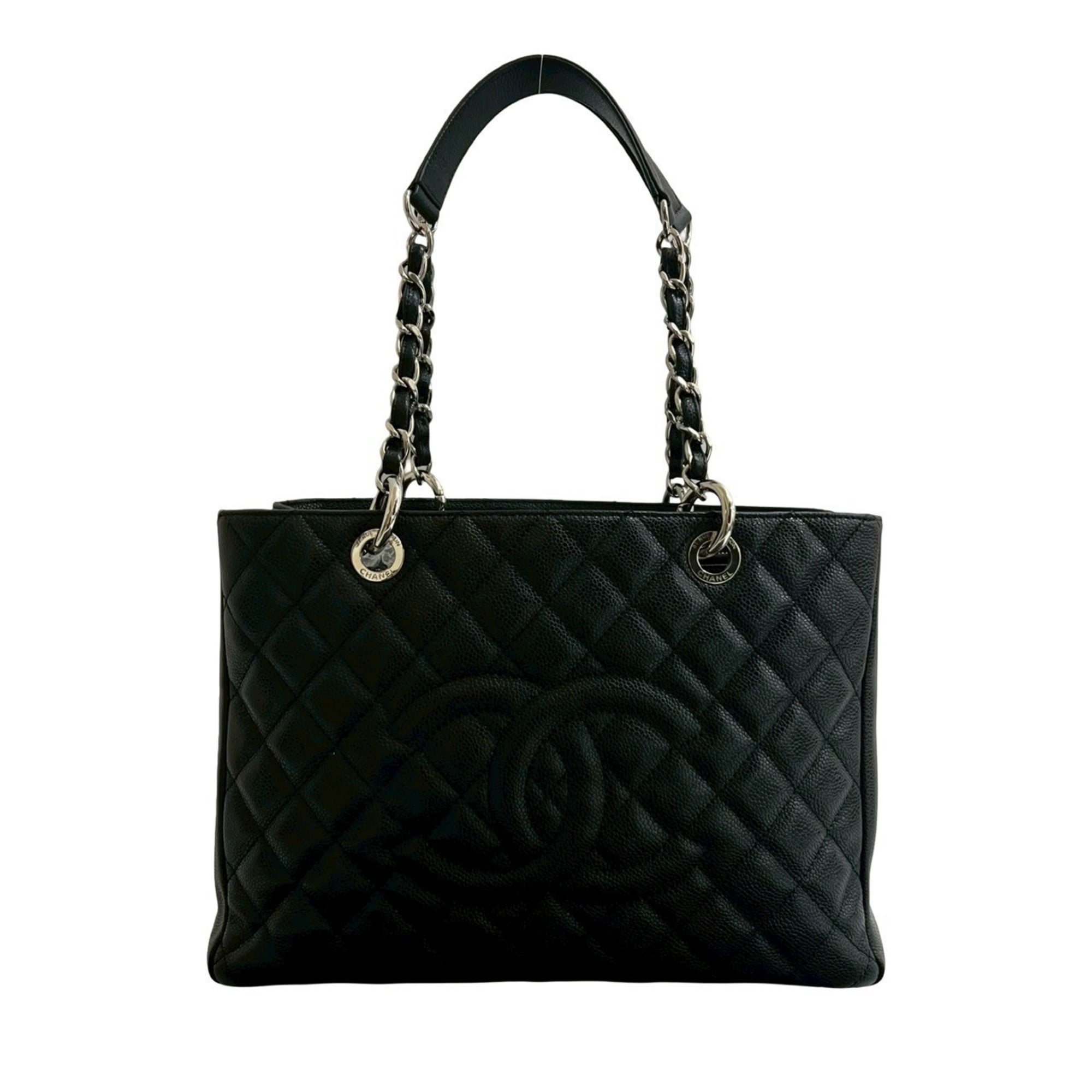 Seal No. 17 CHANEL Matelasse Caviar Skin Tote Bag/Semi-Shoulder Bag Black 88654