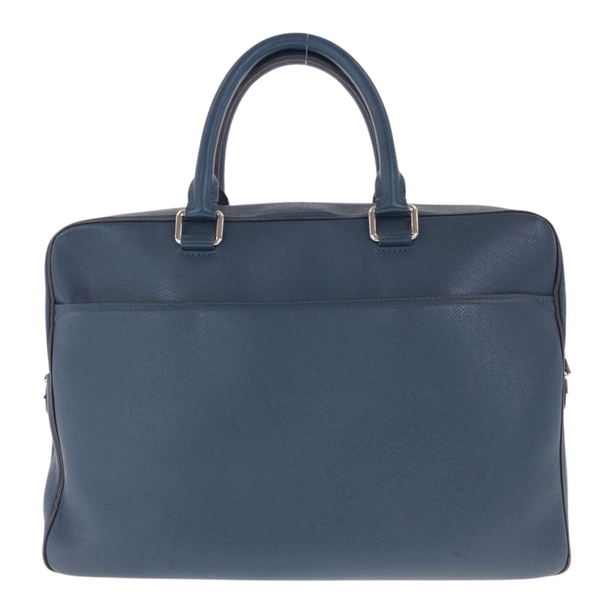 LOUIS VUITTON Taiga Porte-Document Voyage MM Blue Leather Briefcase with Silver Hardware, M30645, Men’s