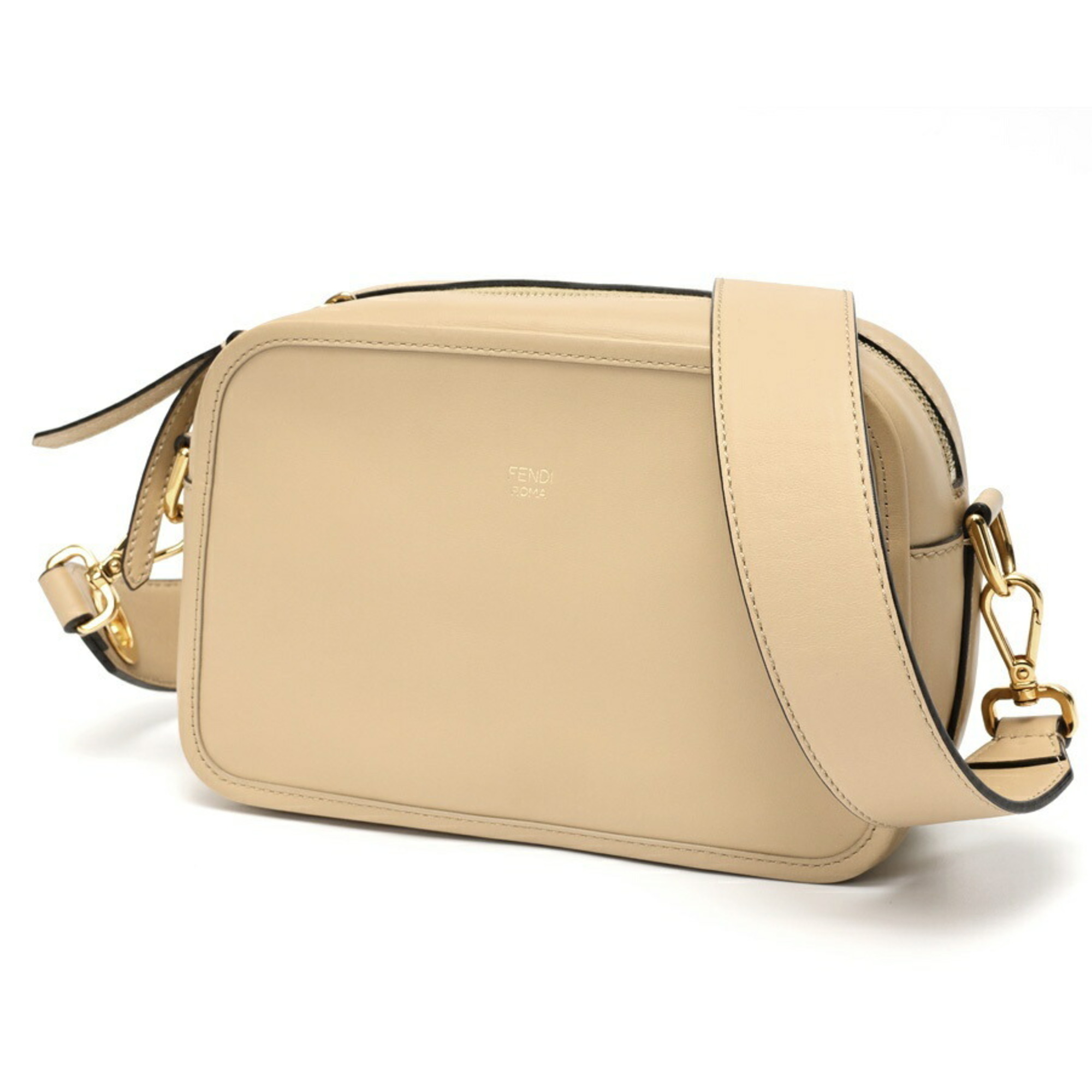 FENDI Cam Shoulder Bag 8BT287 Leather Beige E-158743