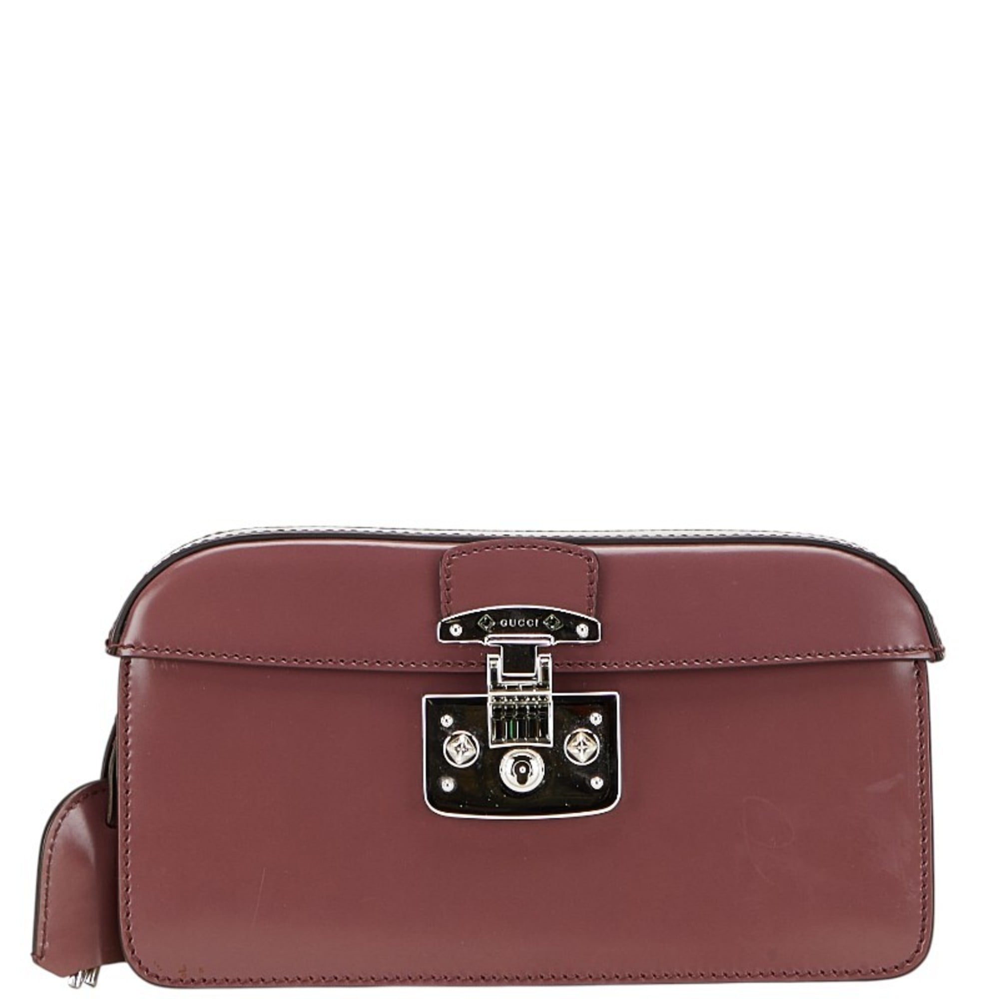 Gucci Ladylock Clutch Bag 331825 Wine Red and Silver Leather Women’s GUCCI