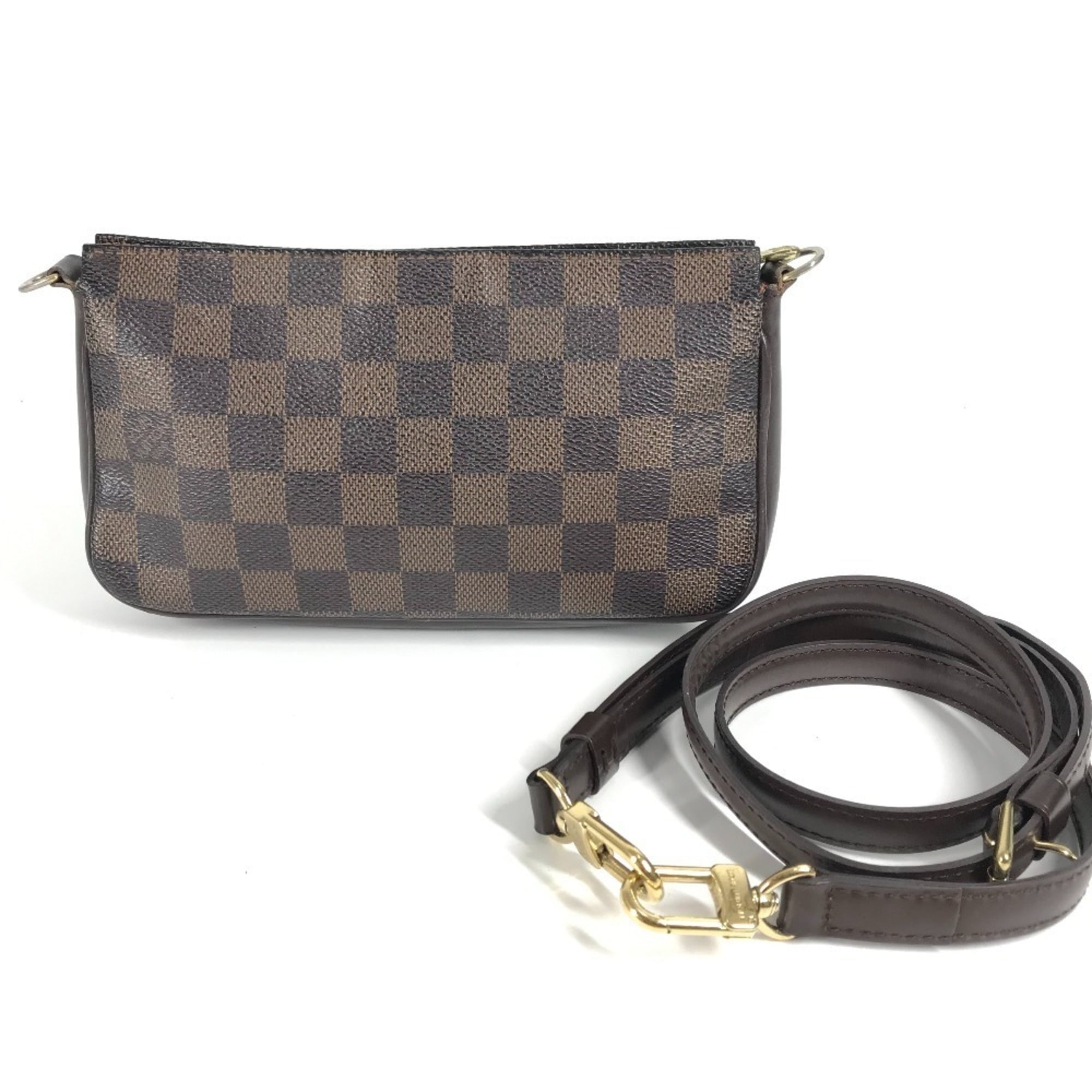 LOUIS VUITTON N51983 Damier Navona Pochette Shoulder Bag in Canvas, Unisex, Ebene Brown