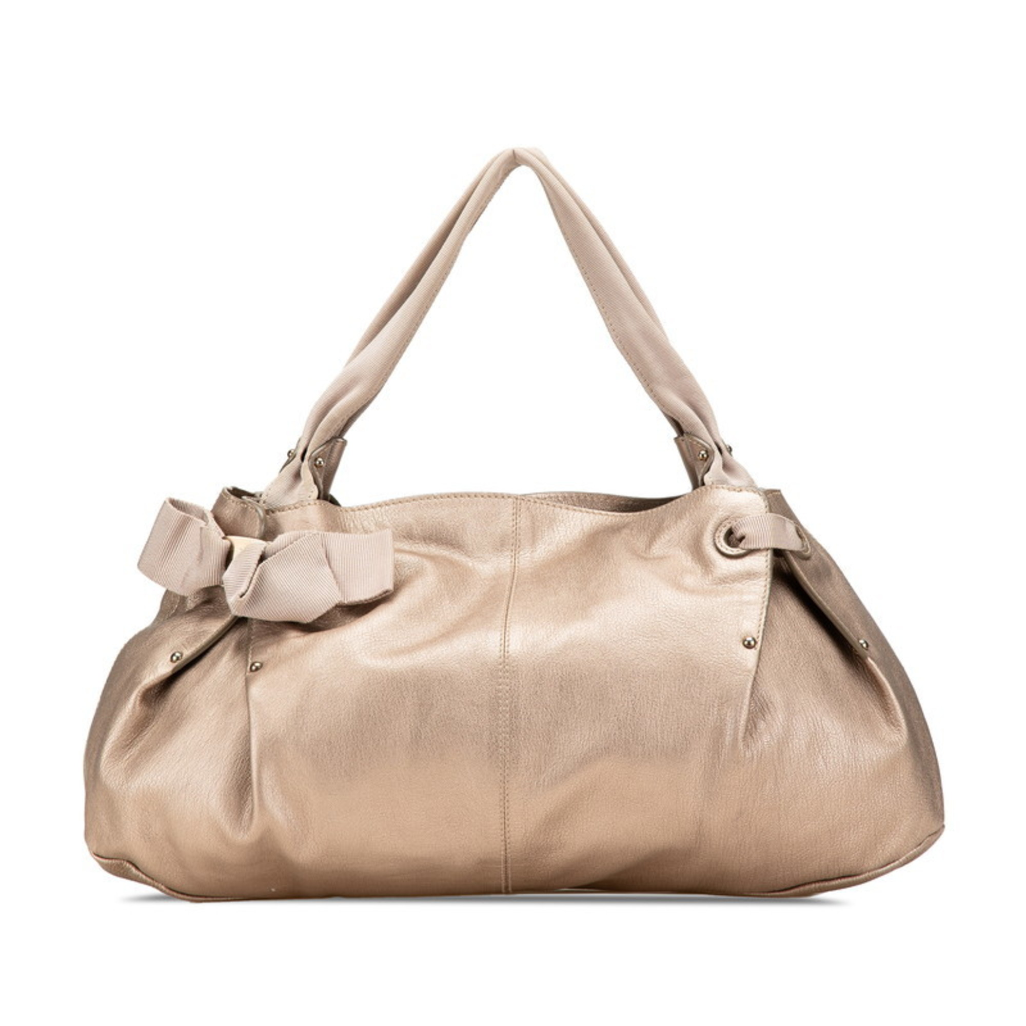 Salvatore Ferragamo Vara Ribbon Tote Bag in Gold Leather for Women