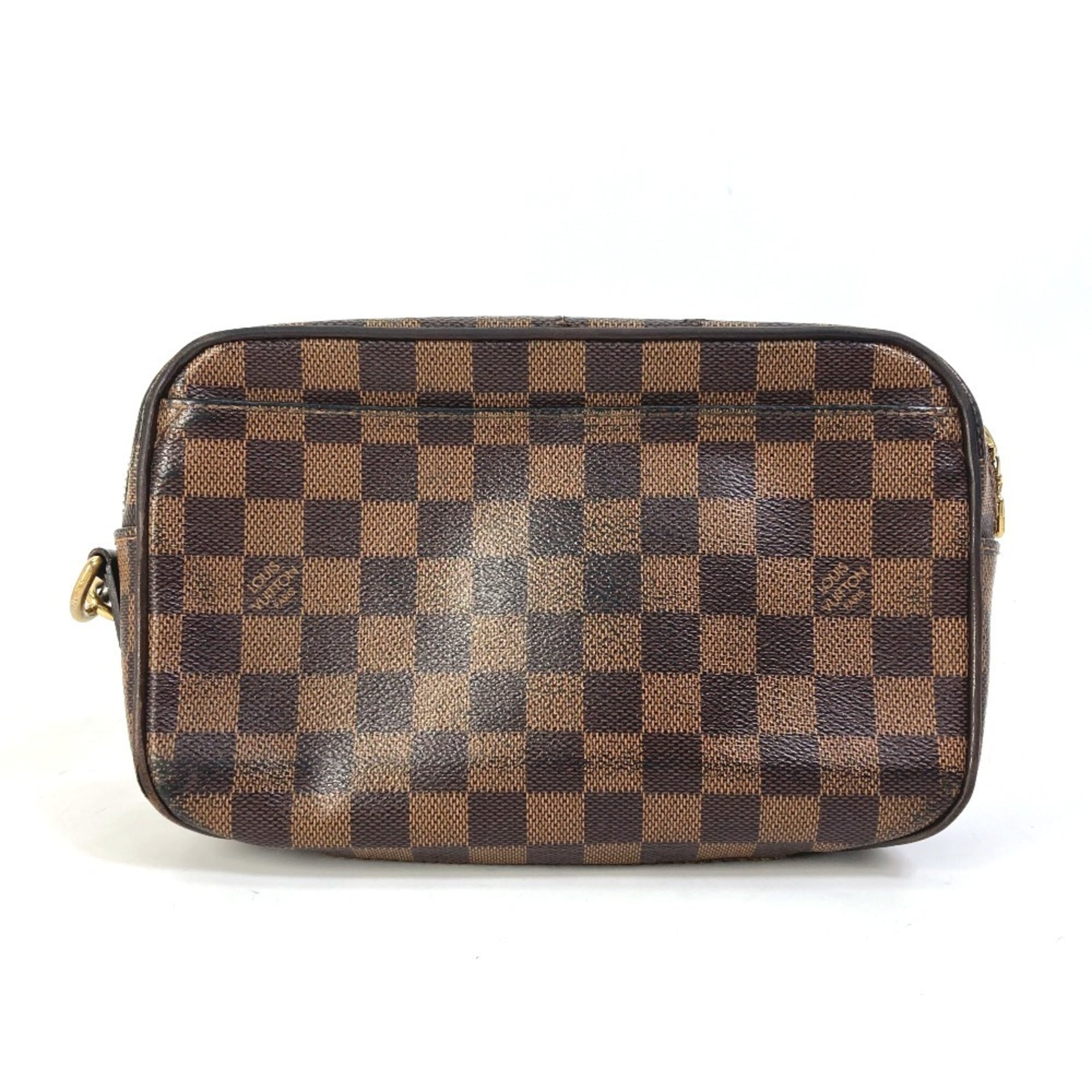 LOUIS VUITTON N41219 Damier Pochette Saint Paul Pouch with Strap, Men’s Canvas Ebene Brown