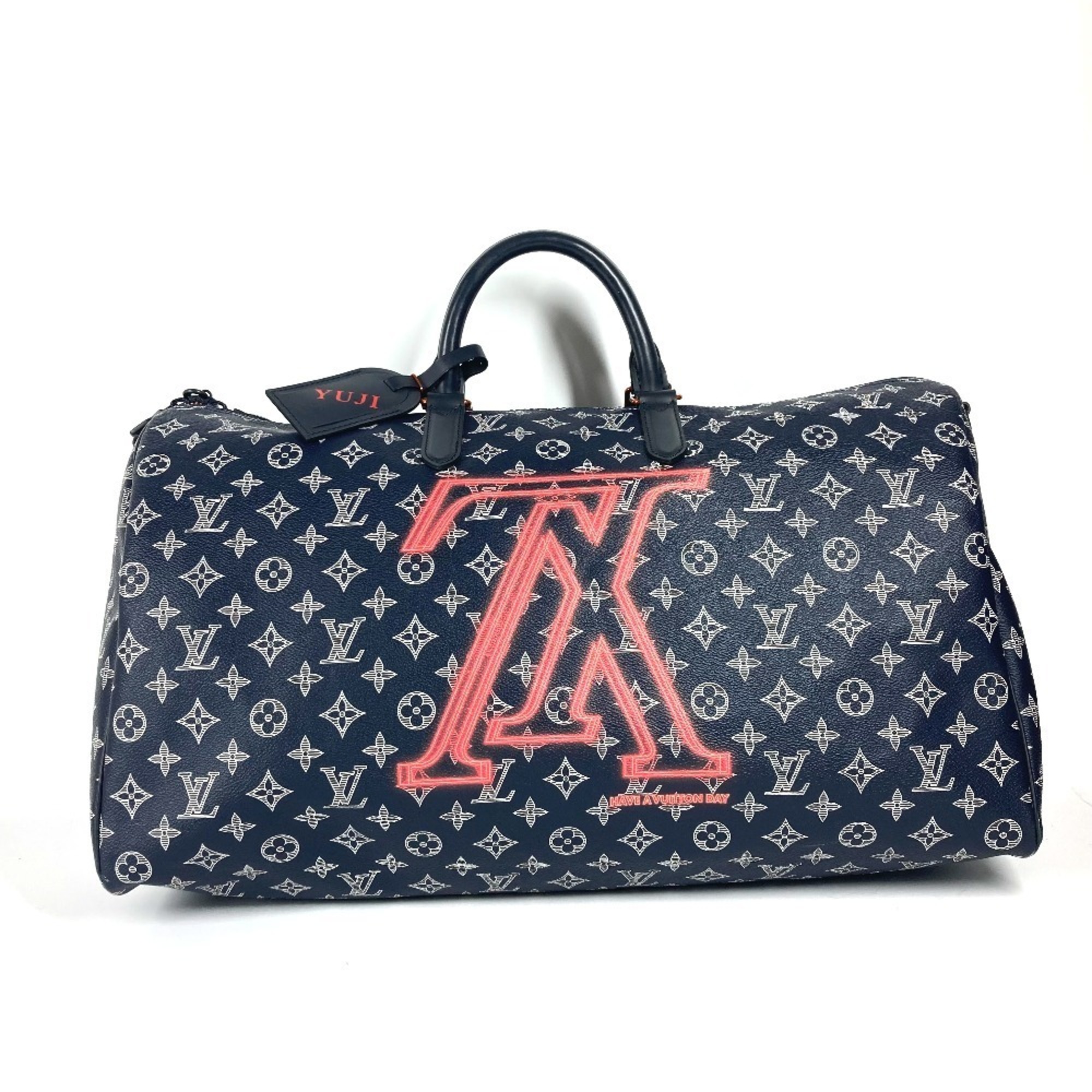 LOUIS VUITTON M43684 Monogram Ink Upside Down Keepall Bandouliere 50 Handbag, Travel Bag, Boston Canvas, Men’s, Women’s, Navy