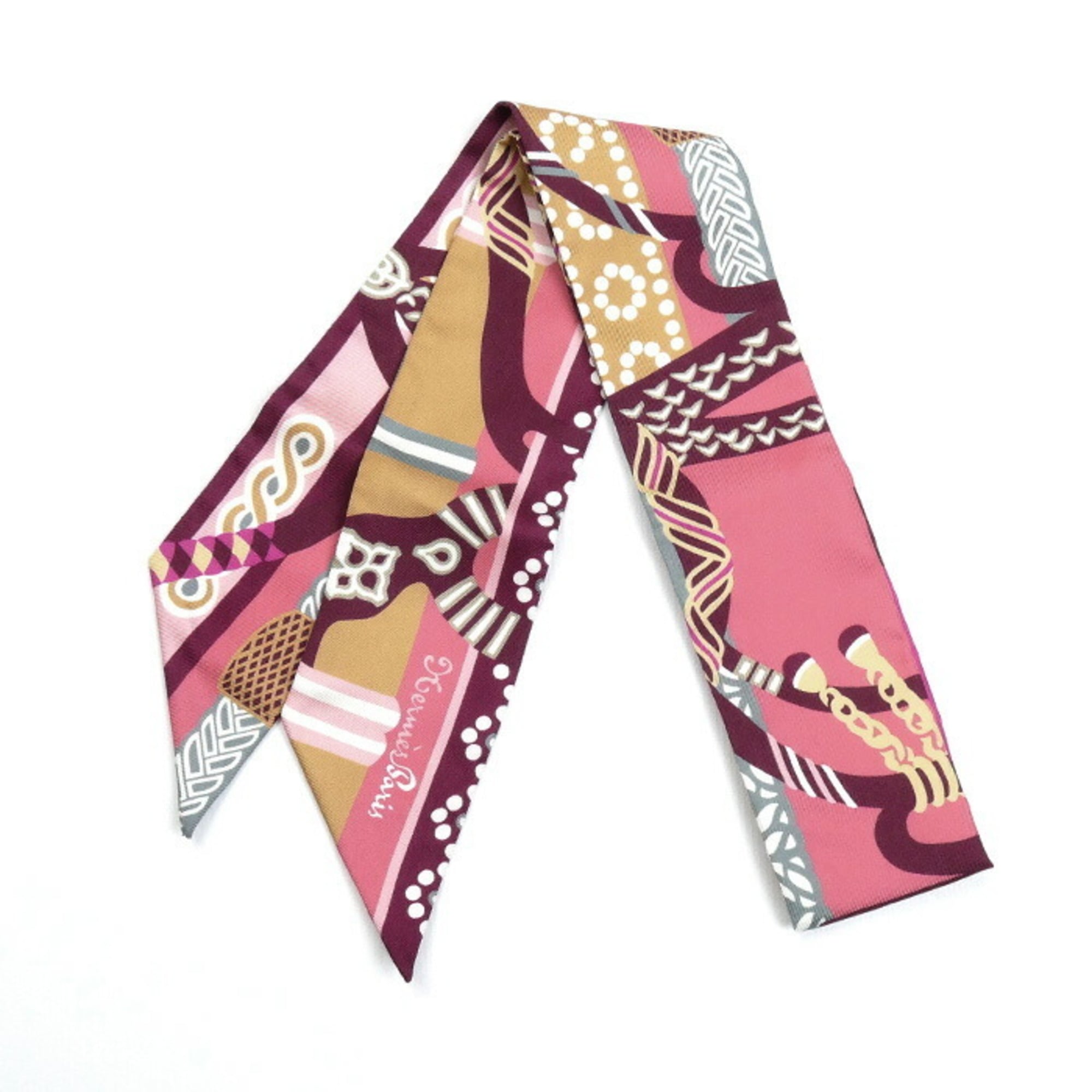 HERMES Twilly Fantaisie d’ Etriers Scarf Muffler Multicolor 063921S Women’s
