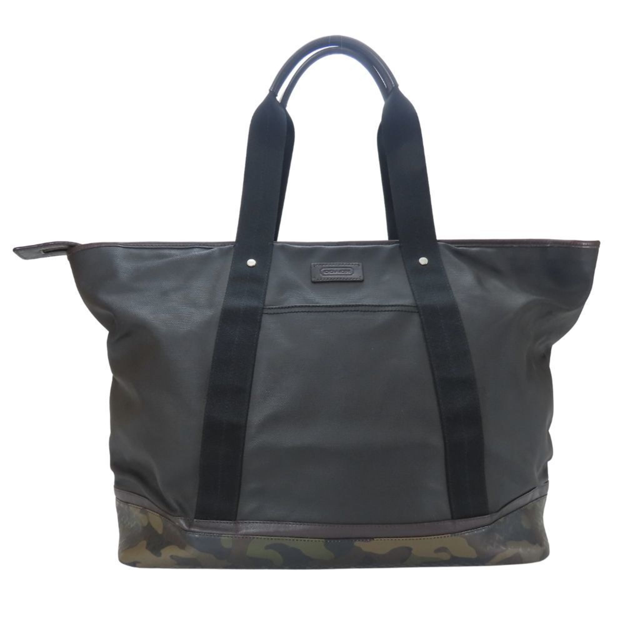 Coach Tote Bag Weekend F70832 Signature Coated Canvas Black Green Camouflage Boston Men’s COACH