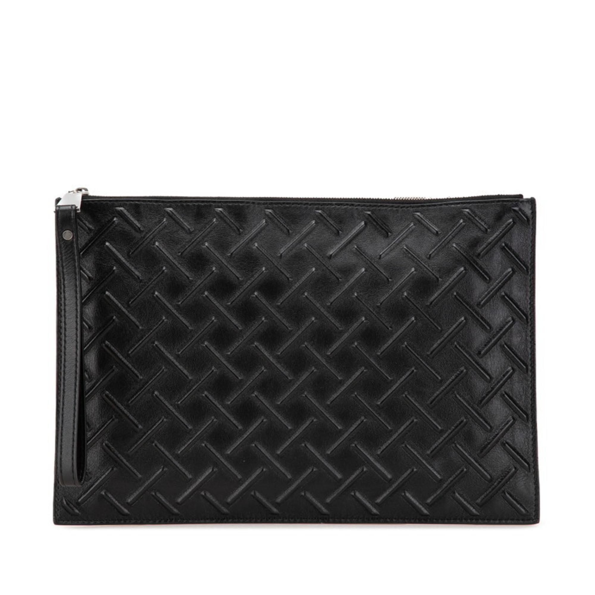 Bottega Veneta embossed intrecciato clutch bag/second bag in black leather for men.