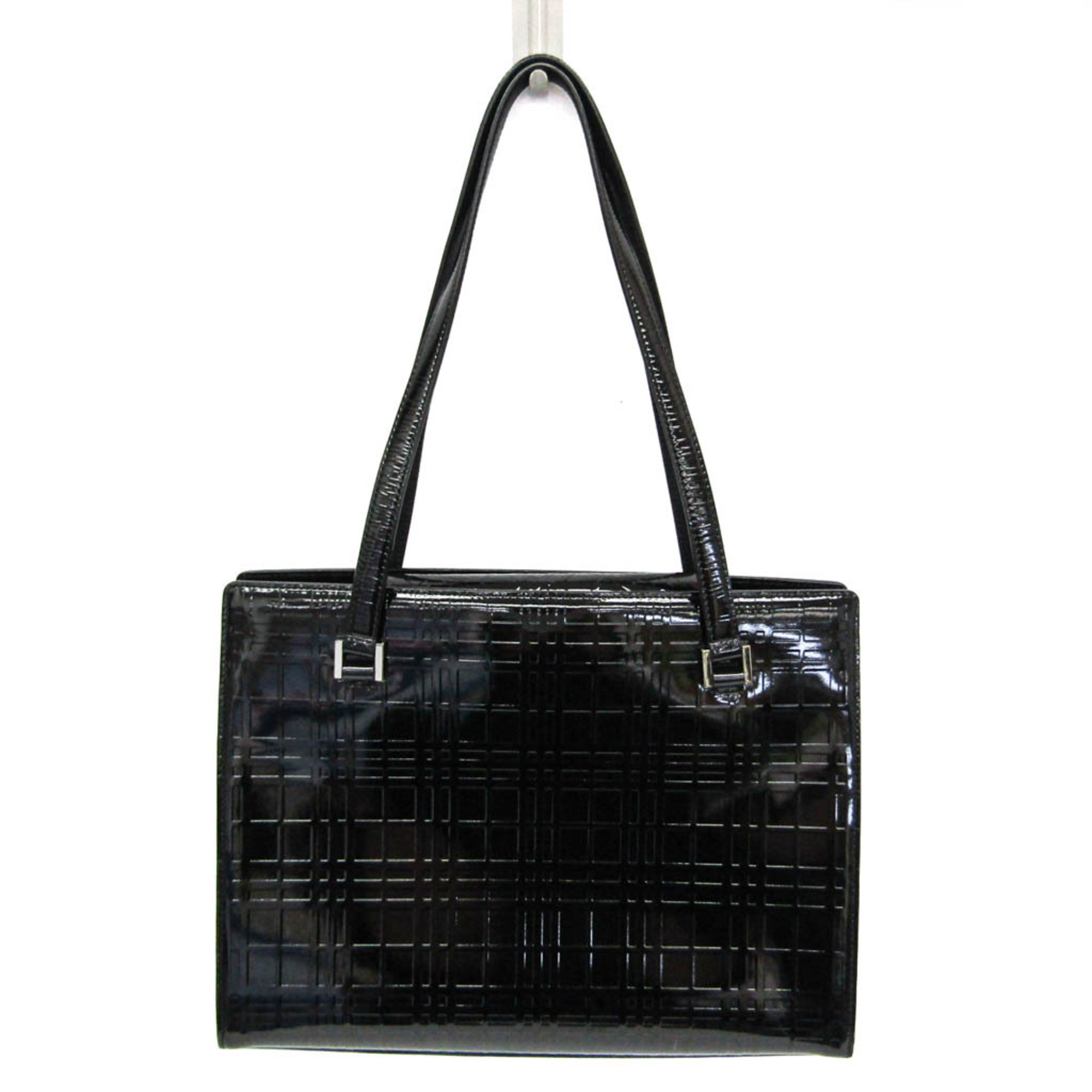 Burberry Nova Check Women’s Patent Leather Shoulder Bag Black