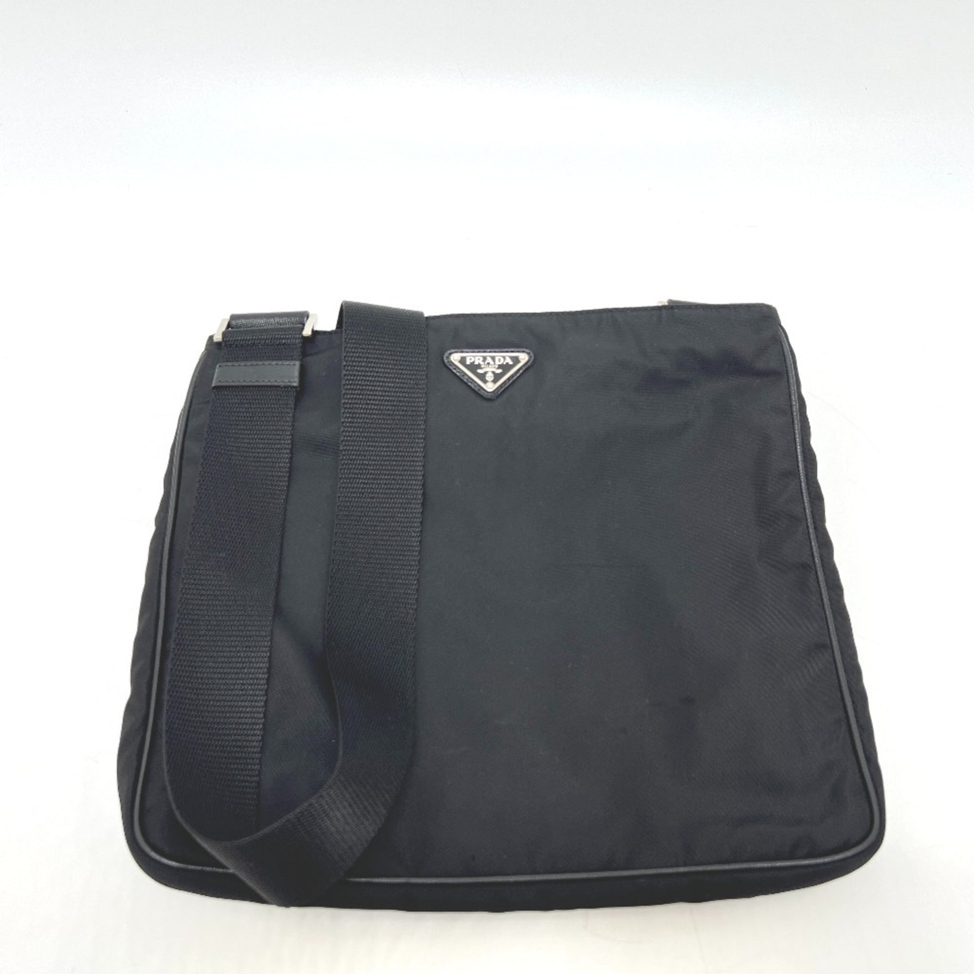 PRADA VA0251 Triangle Plate Flat Bag Shoulder Nylon Women’s NERO Black