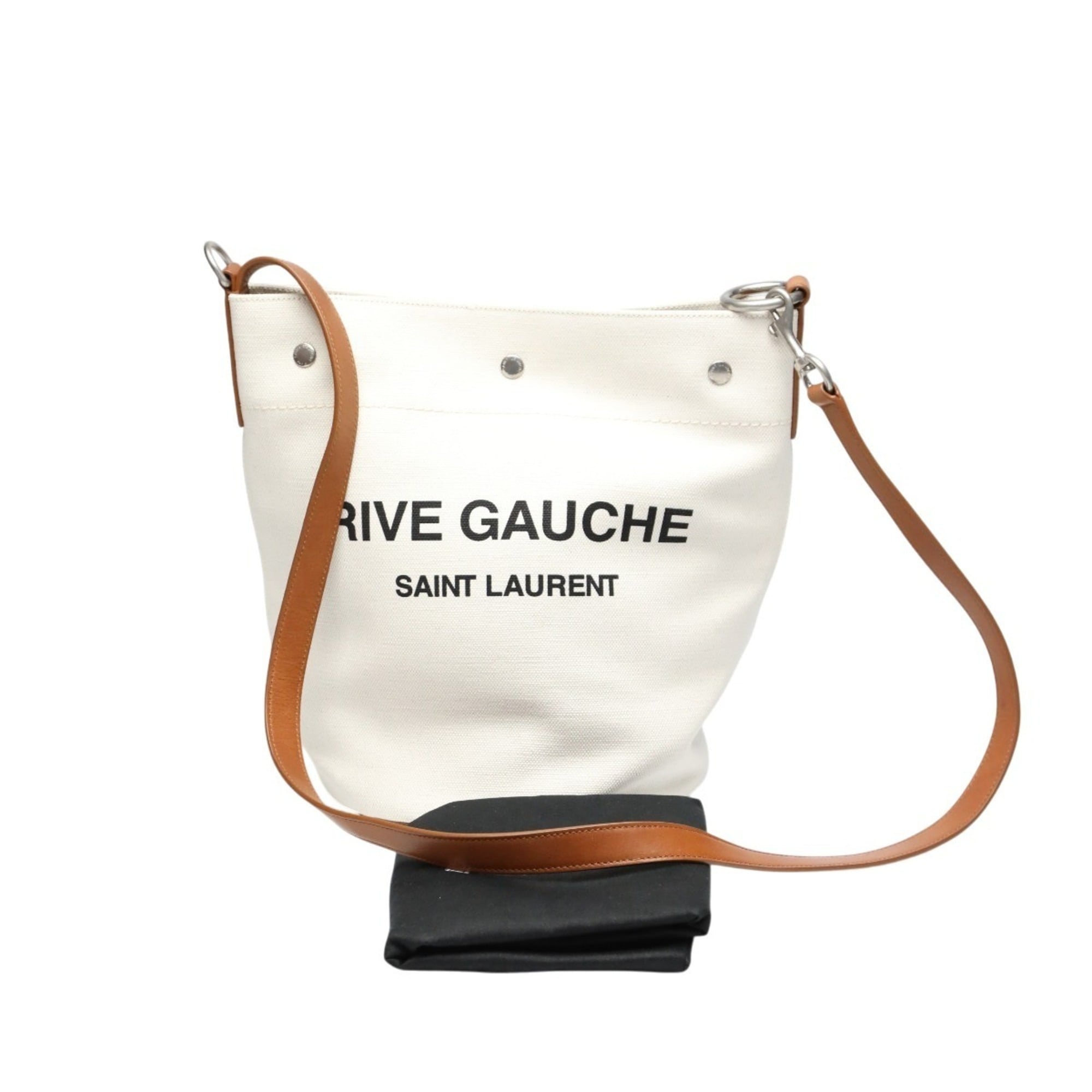 Yves Saint Laurent Rive Gauche Canvas Shoulder Bag VLR669299 Natural/Brown