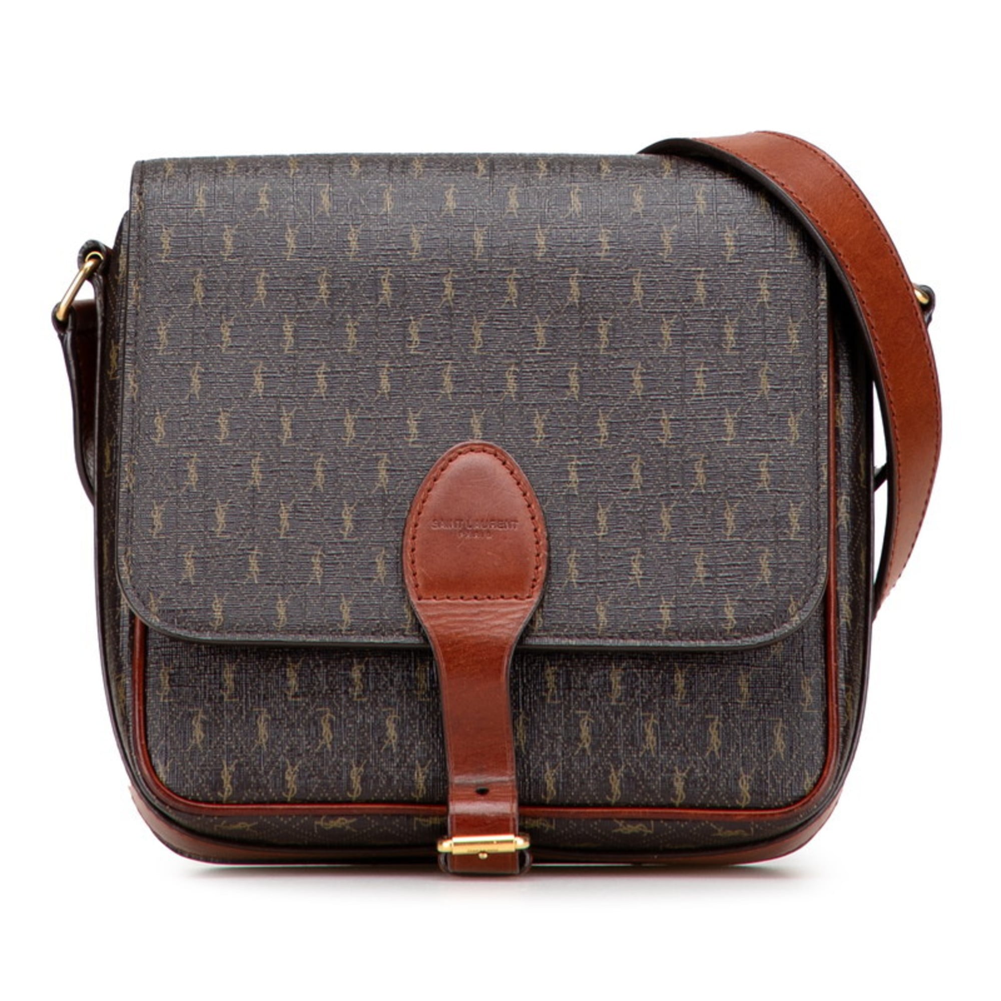 Saint Laurent YSL Monogram Shoulder Bag 668582 Brown PVC Leather Women’s SAINT LAURENT