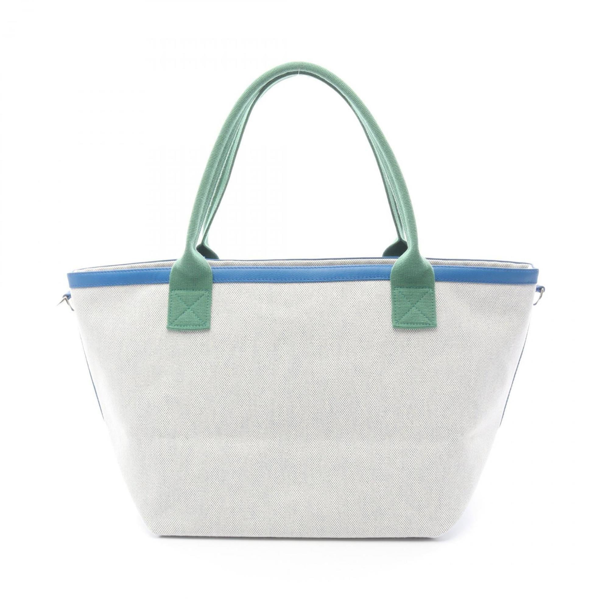 Hermes HermÃ¨s Petit H Socabas Tote Bag, Leather and Canvas, Toile H, Women’s, Gray, Green, Blue, H1707008 92
