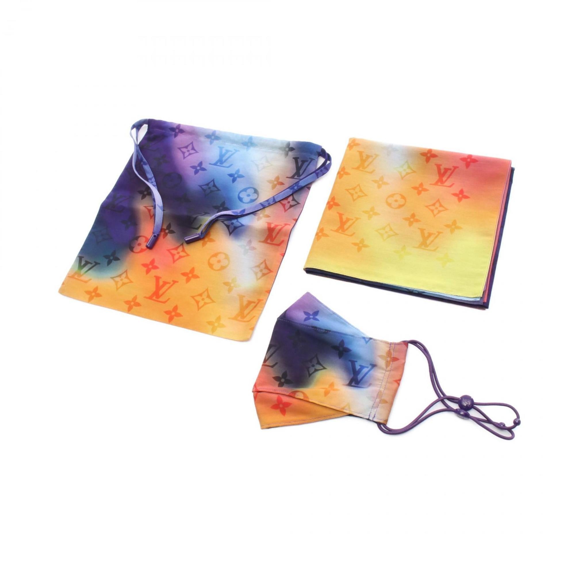 Louis Vuitton Mask Pouch Bandana Monogram Tie-Dye Accessory Silk Cotton Men’s Multicolor M77039