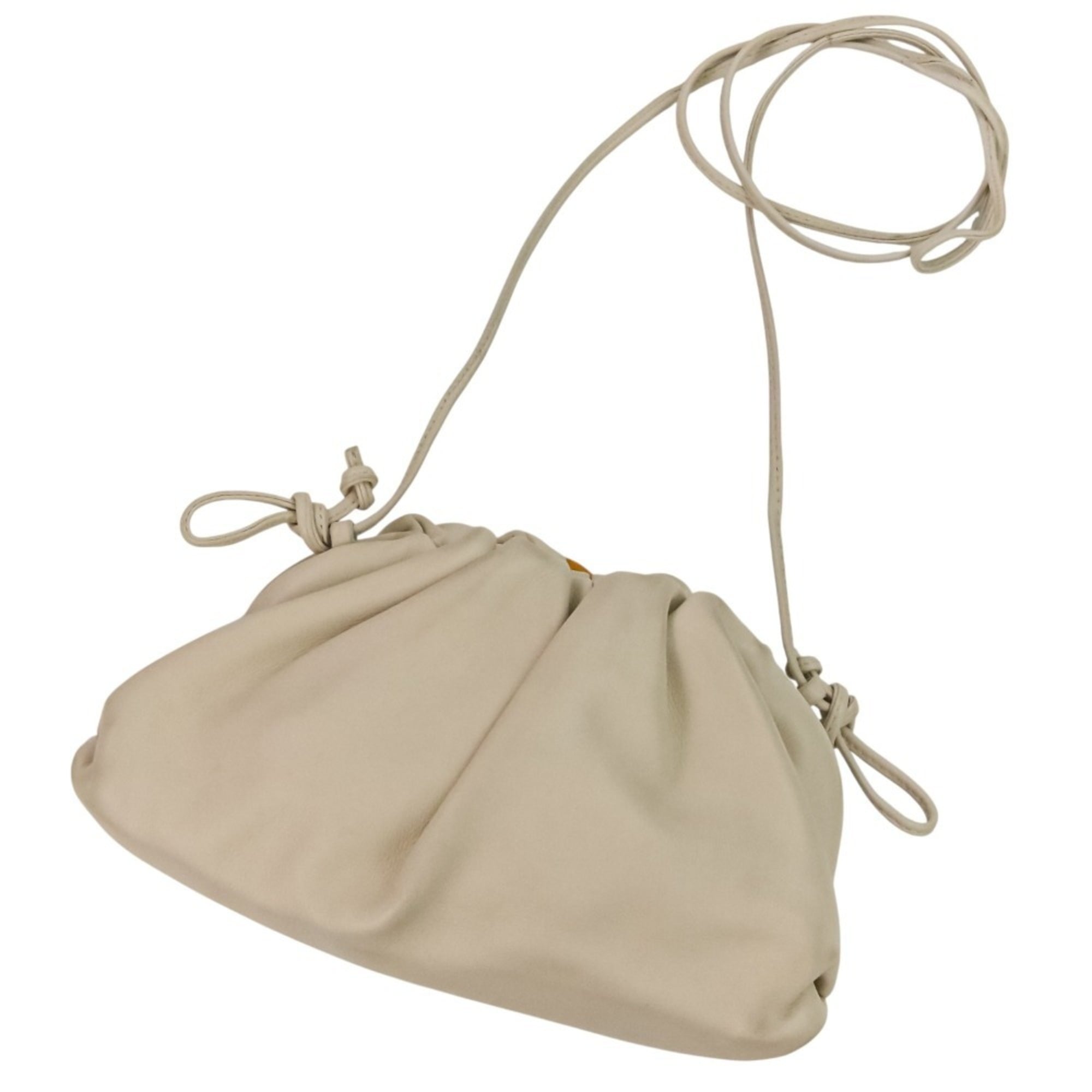 BOTTEGA VENETA Mini The Pouch Leather Shoulder Bag 585852 Ivory Women’s
