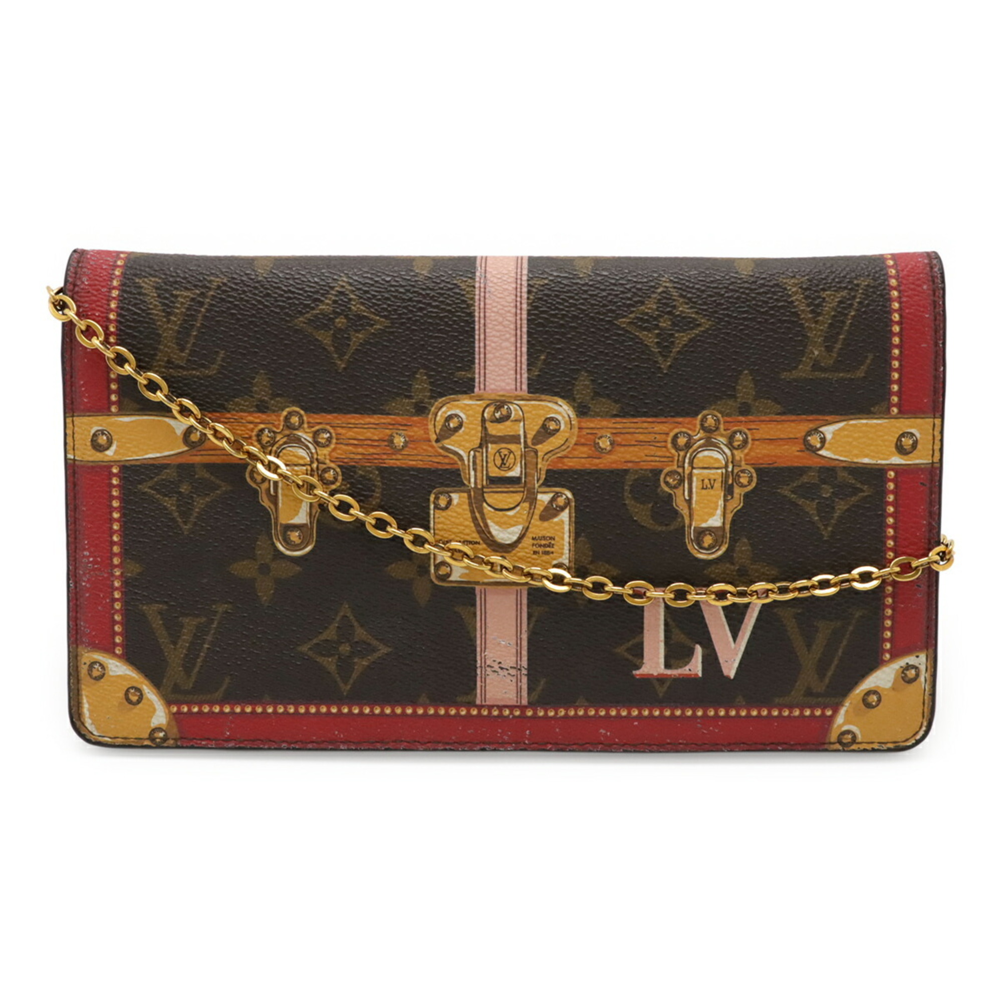 LOUIS VUITTON Monogram Pochette Weekend Chain Shoulder Bag from the 2018 Summer Trunk Collection, M62456