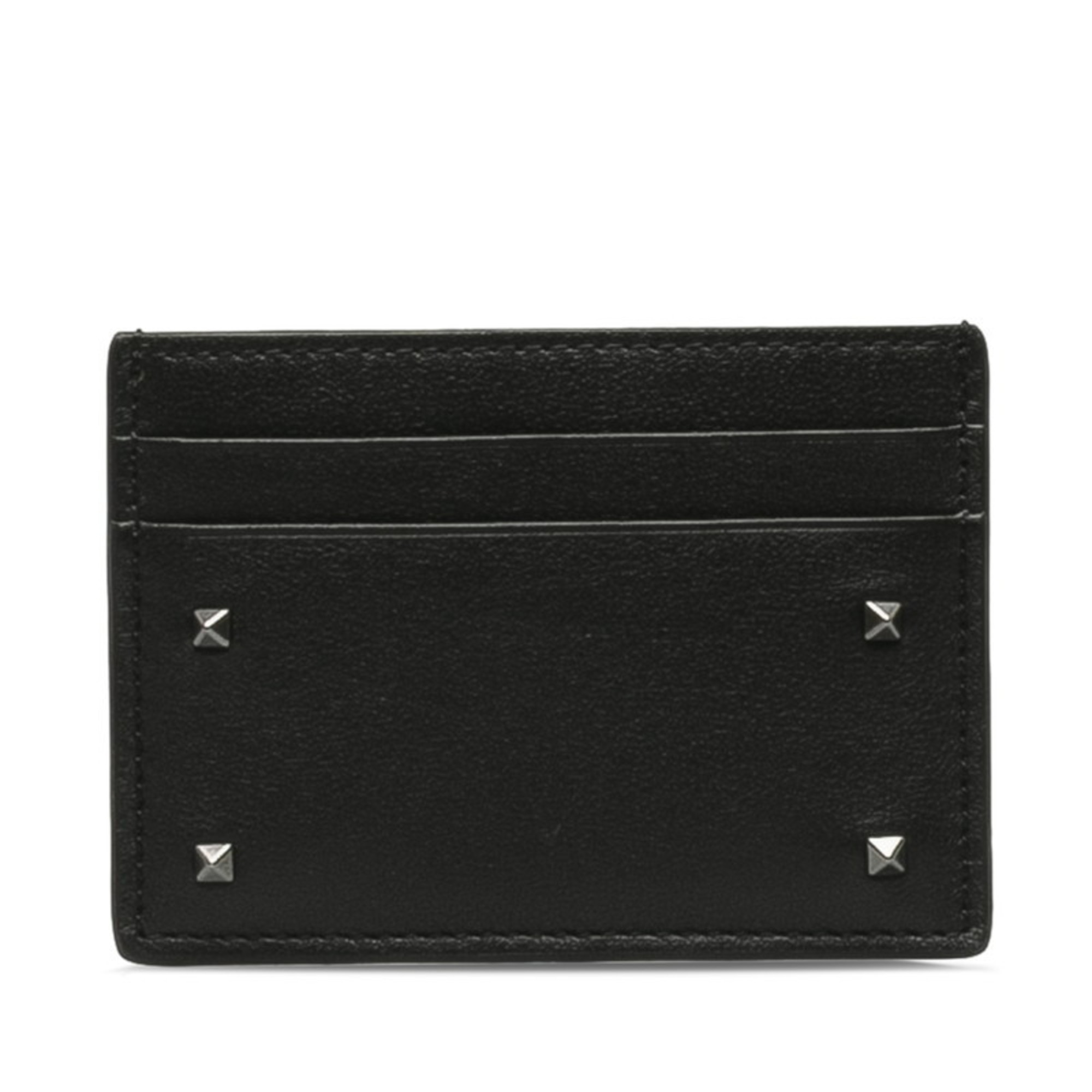 Valentino Rockstud Card Case Pass Black Leather Women’s VALENTINO