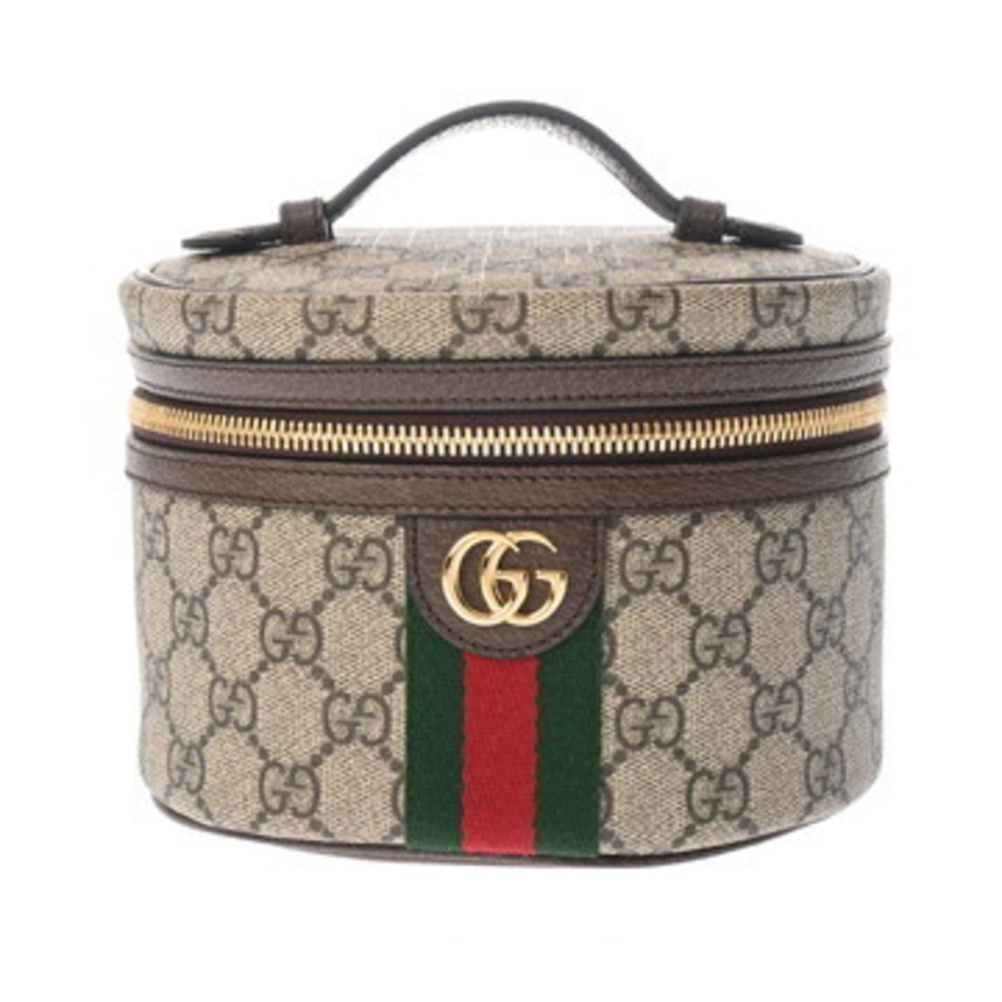 GUCCI Cosmetic Case, Beige, 627463, Women’s GG Supreme Canvas and Leather Vanity Bag, A-Rank, Pre-Owned, Ginzo