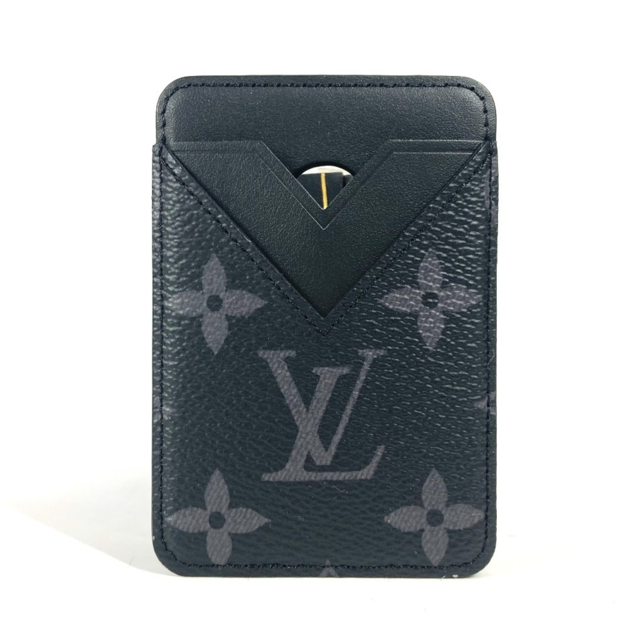 LOUIS VUITTON M12602 Monogram Eclipse Porto Carte Magnet Pass Case Business Card Holder Canvas Men’s Women’s Black Like New