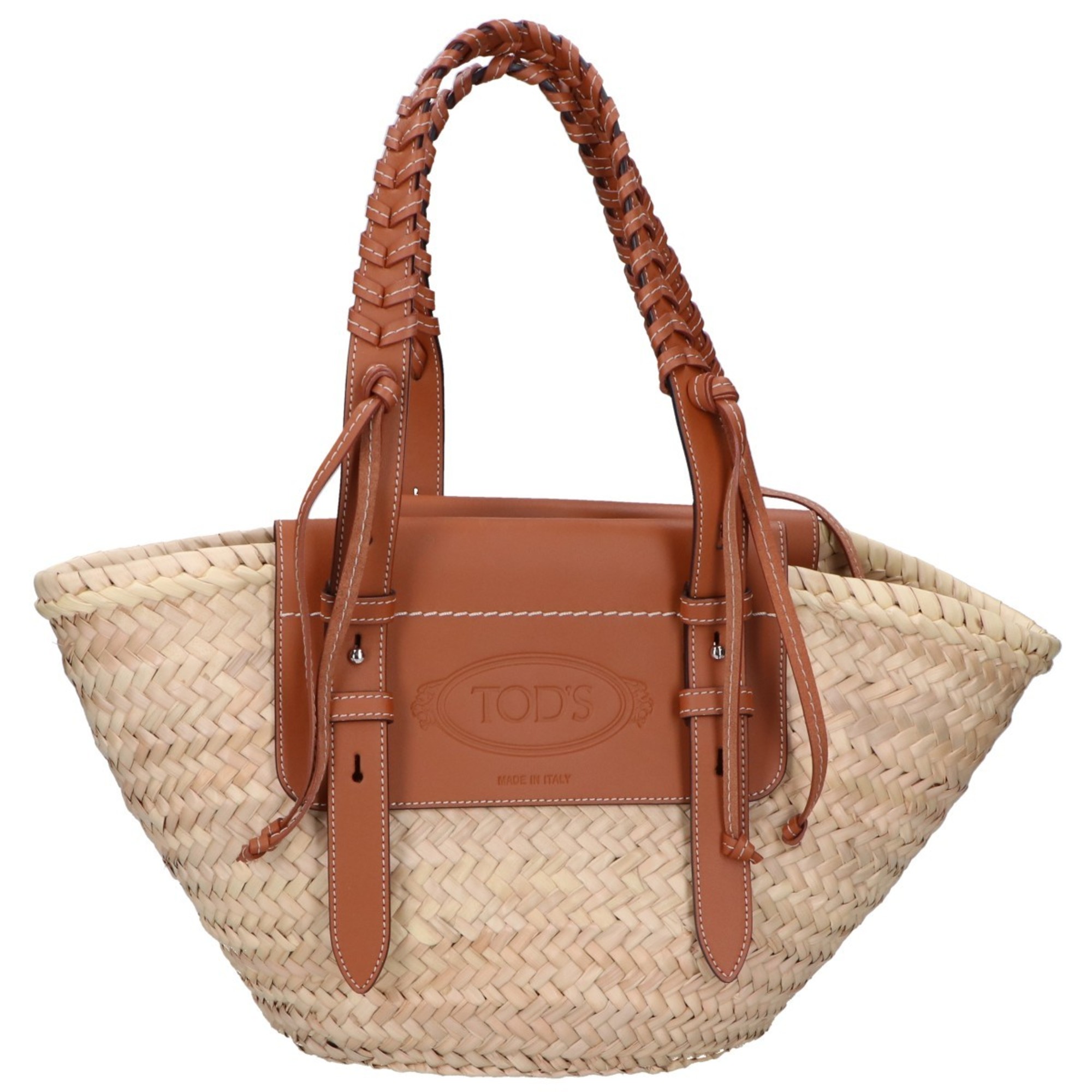 TOD’S Medium Raffia Leather Bucket Bag in Natural Brown for Women