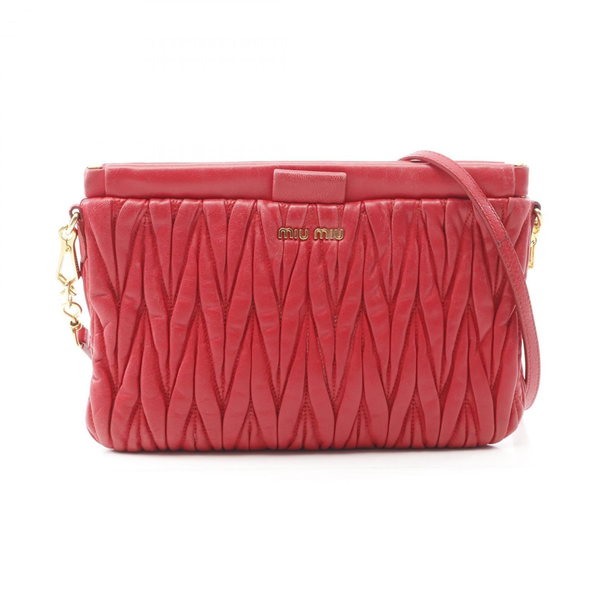 Miu Miu Miu Matelasse Shoulder Bag, Leather, Women’s, Red